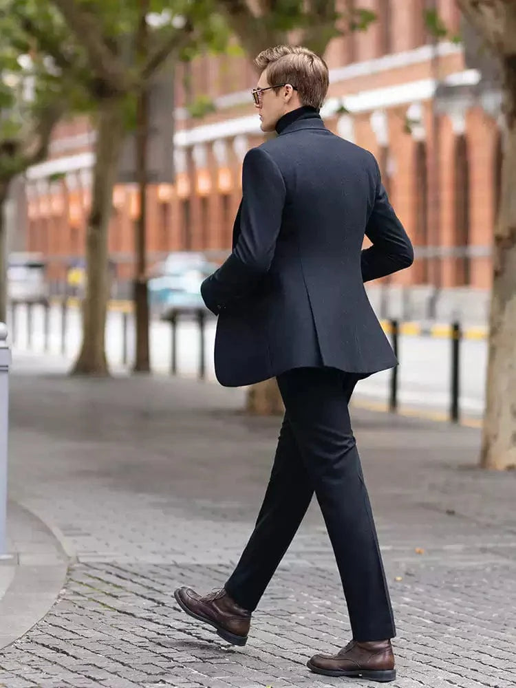 Tweed Peak Lapel 3 Piece Suit Blazer Vest Trousers