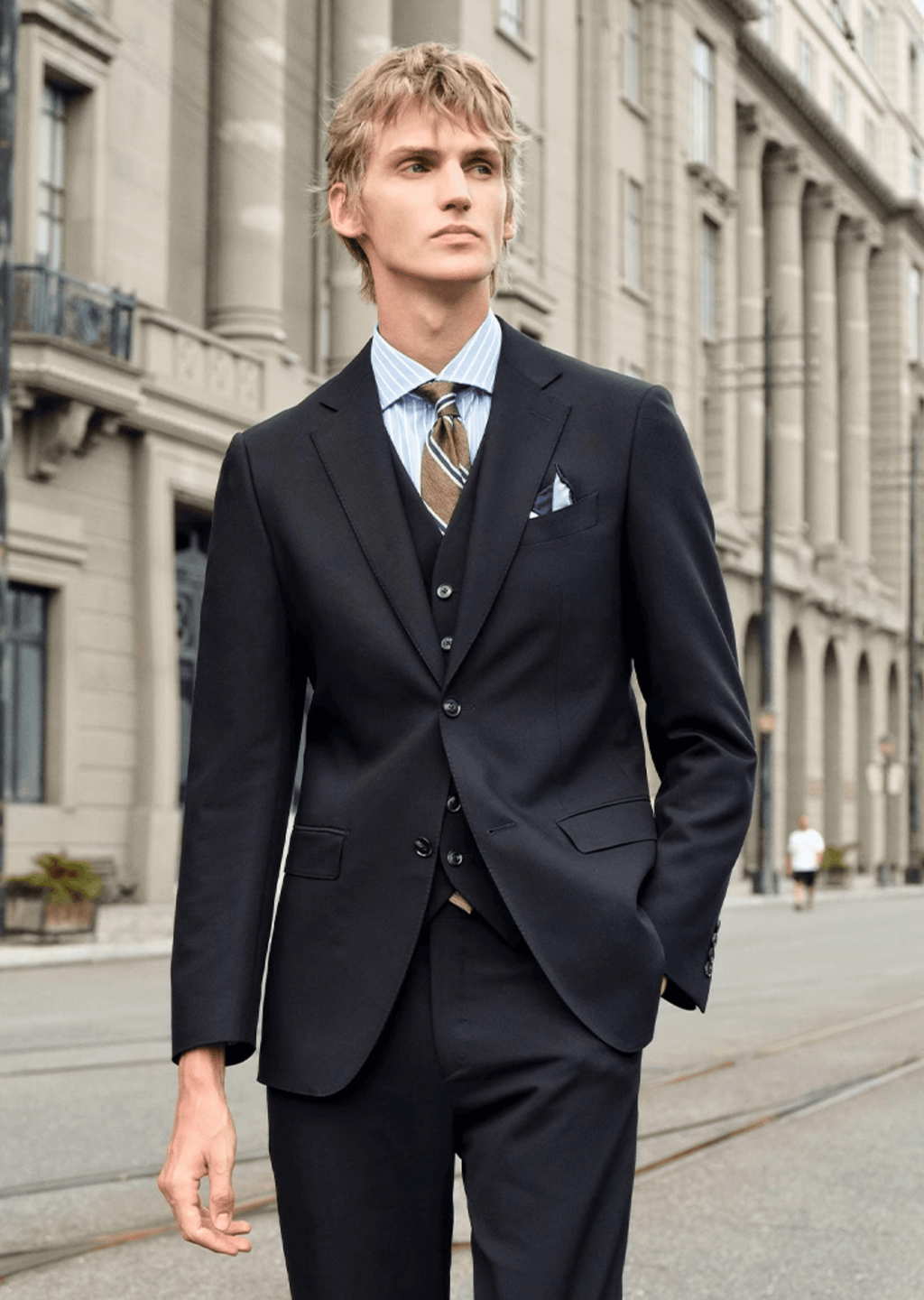 Single Breasted Slim Fit Wedding Business 3 Piece Suit Blazer Vest Trousers