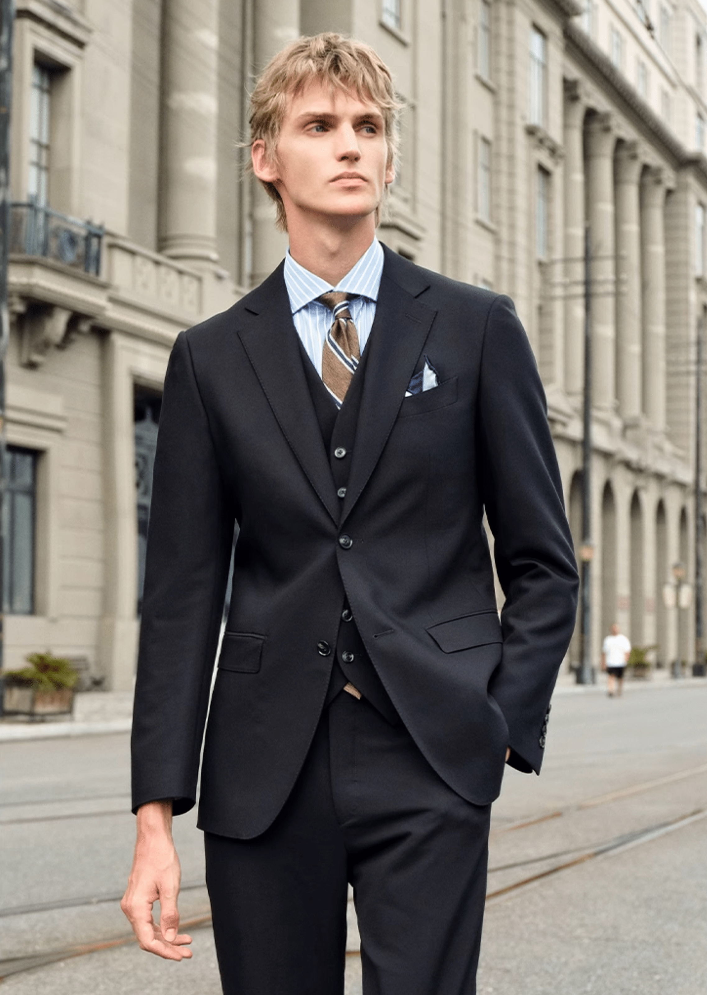 Single Breasted Slim Fit Wedding Business 3 Piece Suit Blazer Vest Trousers
