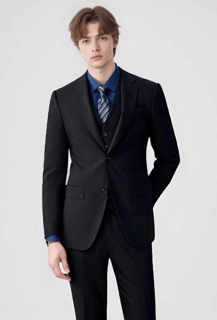 Single Breasted Slim Fit Wedding Business 3 Piece Suit Blazer Vest Trousers