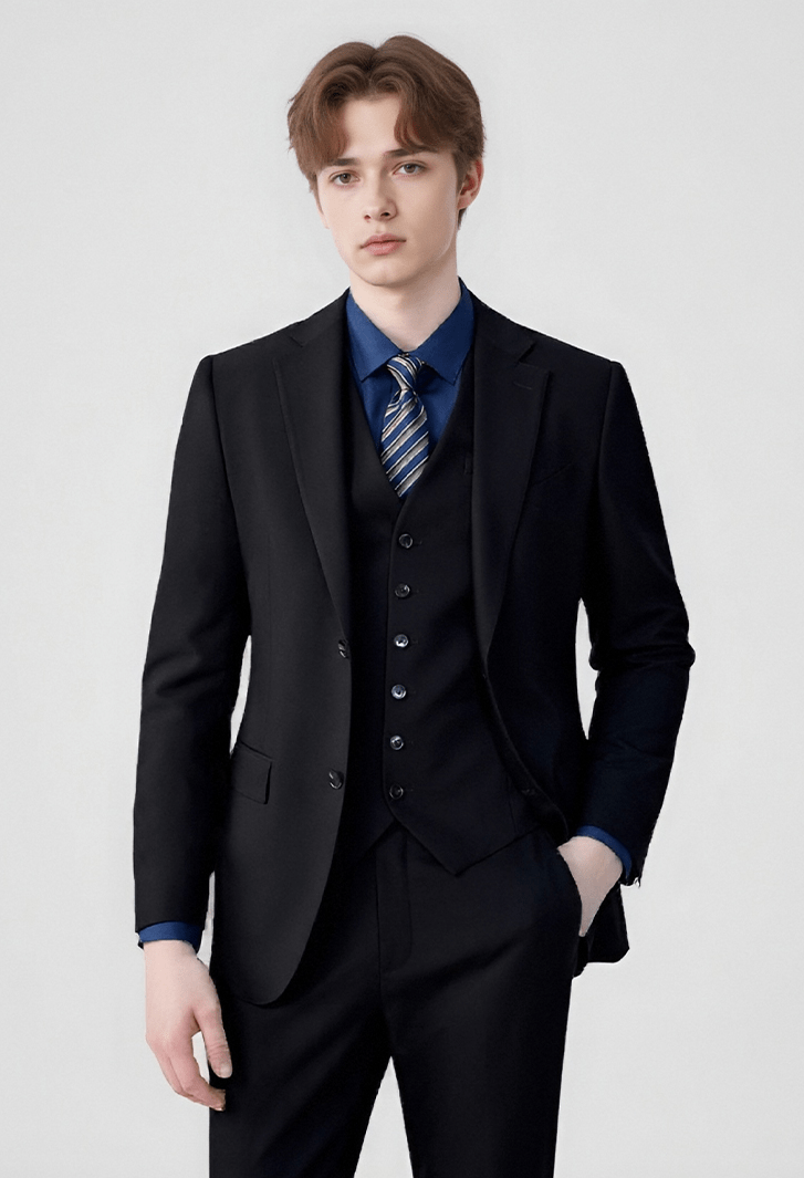 Single Breasted Slim Fit Wedding Business 3 Piece Suit Blazer Vest Trousers