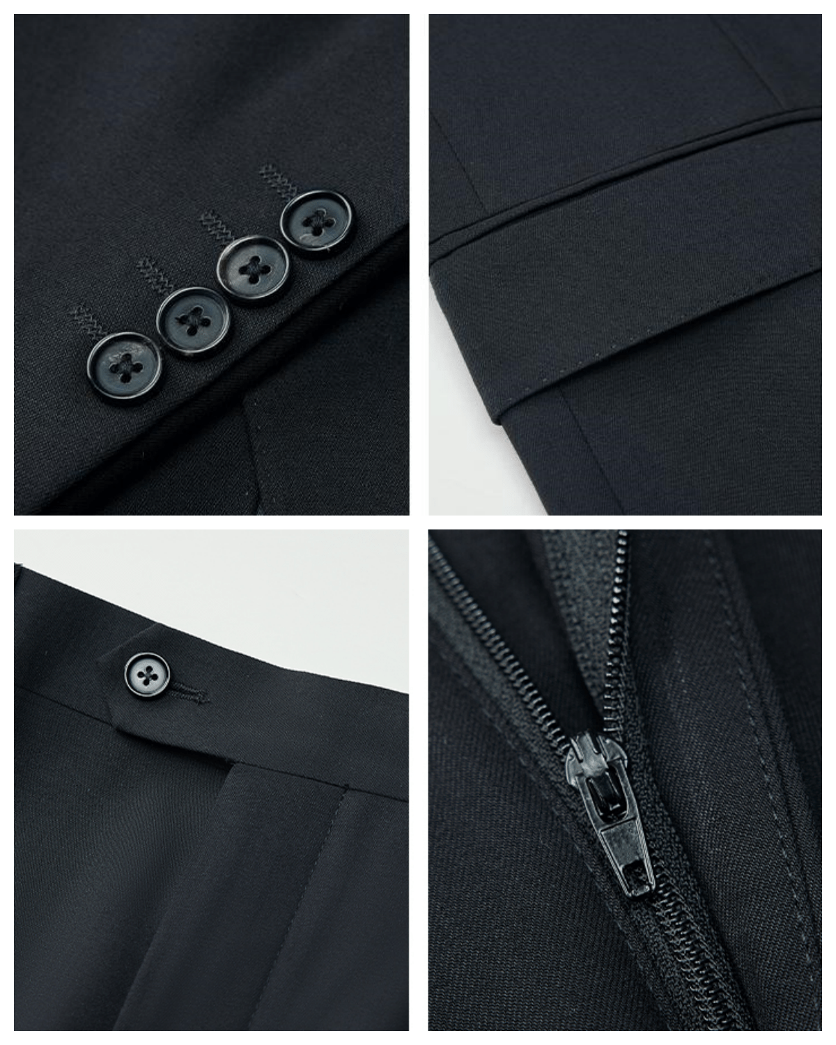 Single Breasted Slim Fit Wedding Business 3 Piece Suit Blazer Vest Trousers
