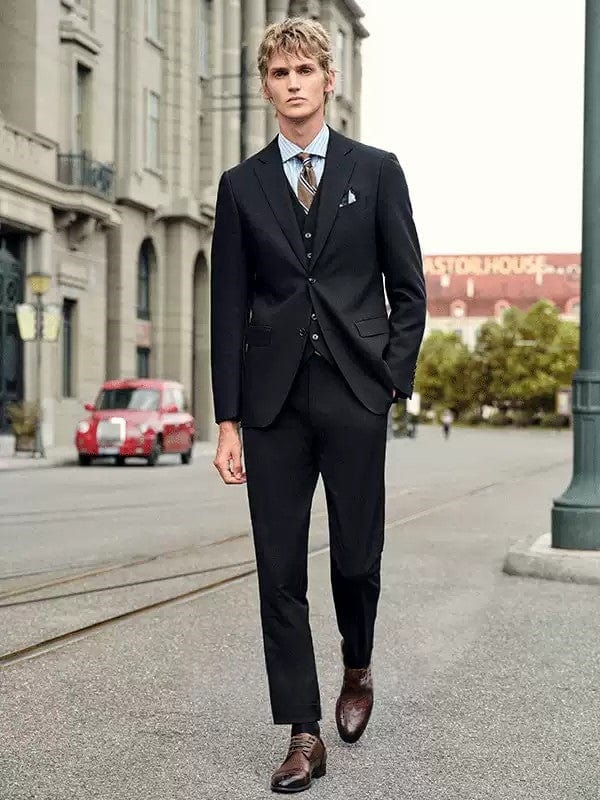 Single Breasted Slim Fit Wedding Business 3 Piece Suit Blazer Vest Trousers