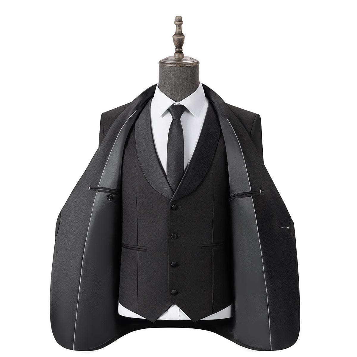 Satin 3 Piece Suit Blazer Vest Trousers