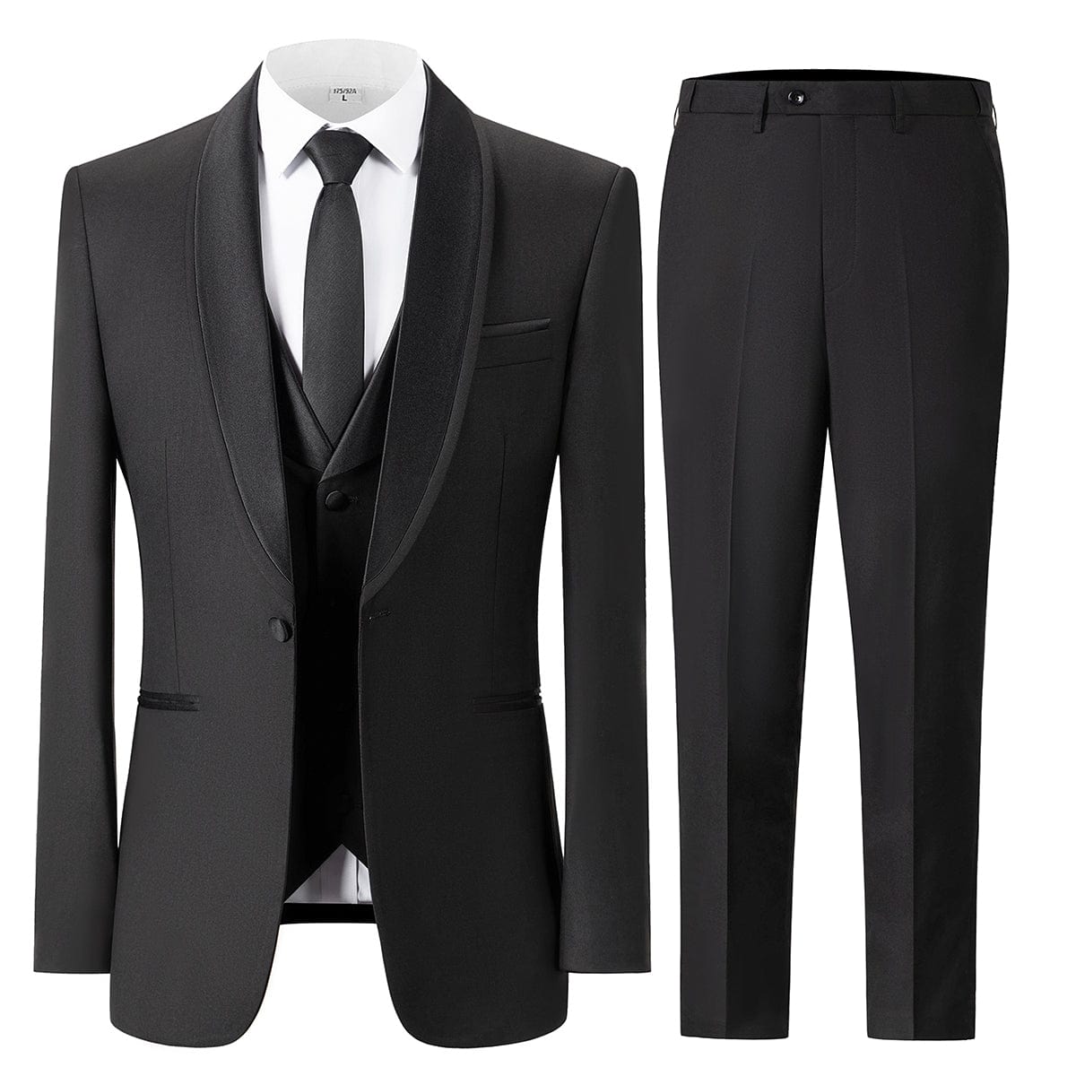 Satin 3 Piece Suit Blazer Vest Trousers