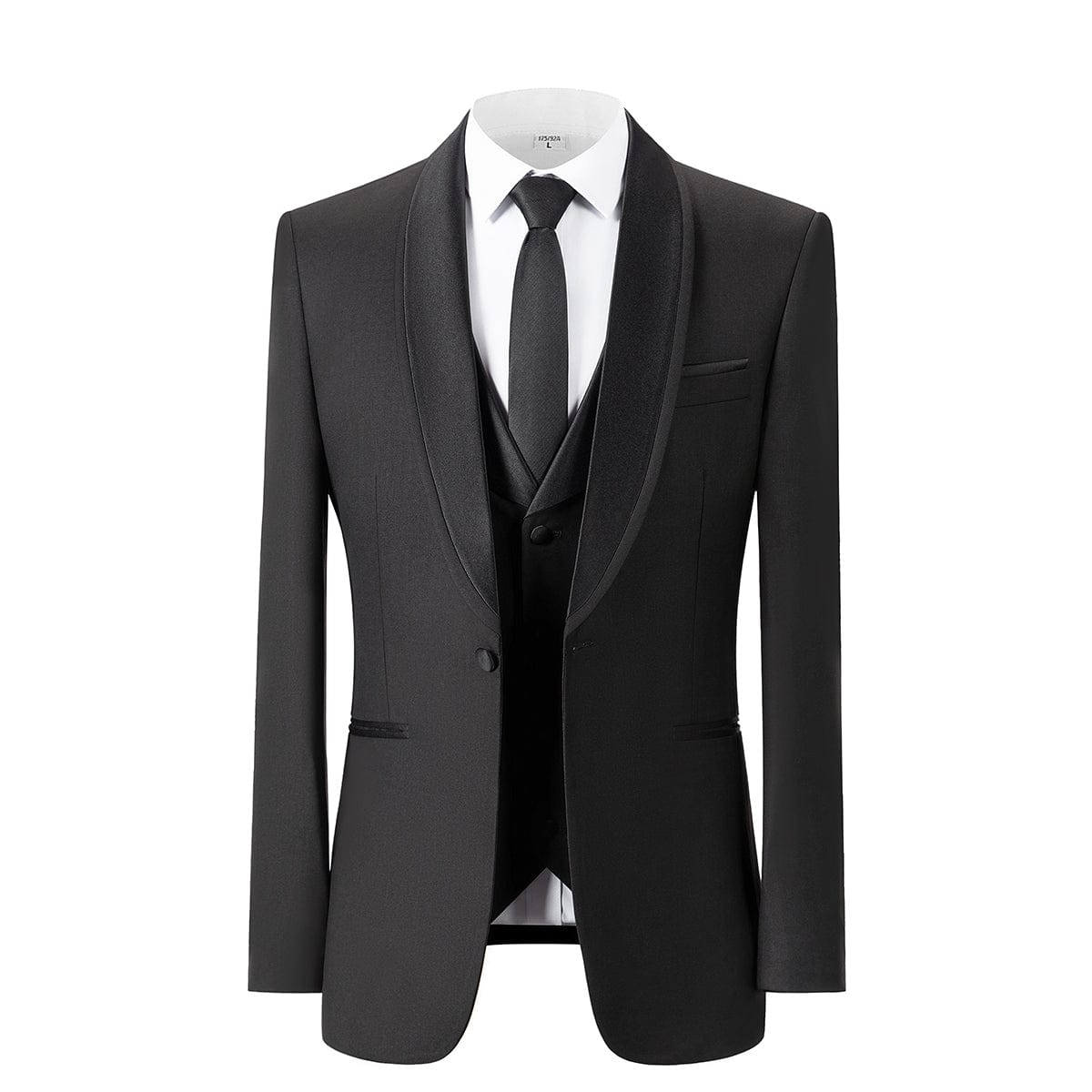 Satin 3 Piece Suit Blazer Vest Trousers
