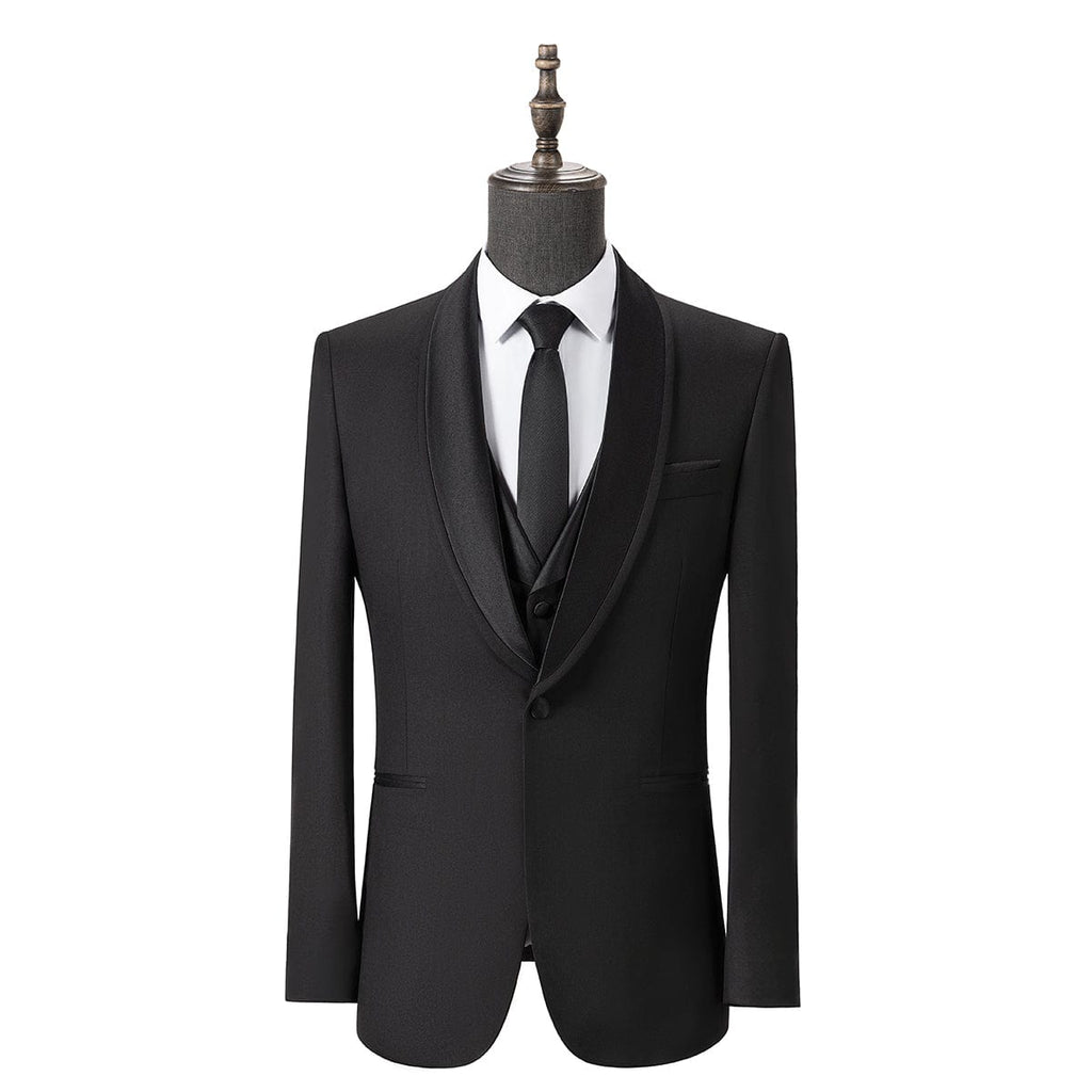 Satin 3 Piece Suit Blazer Vest Trousers