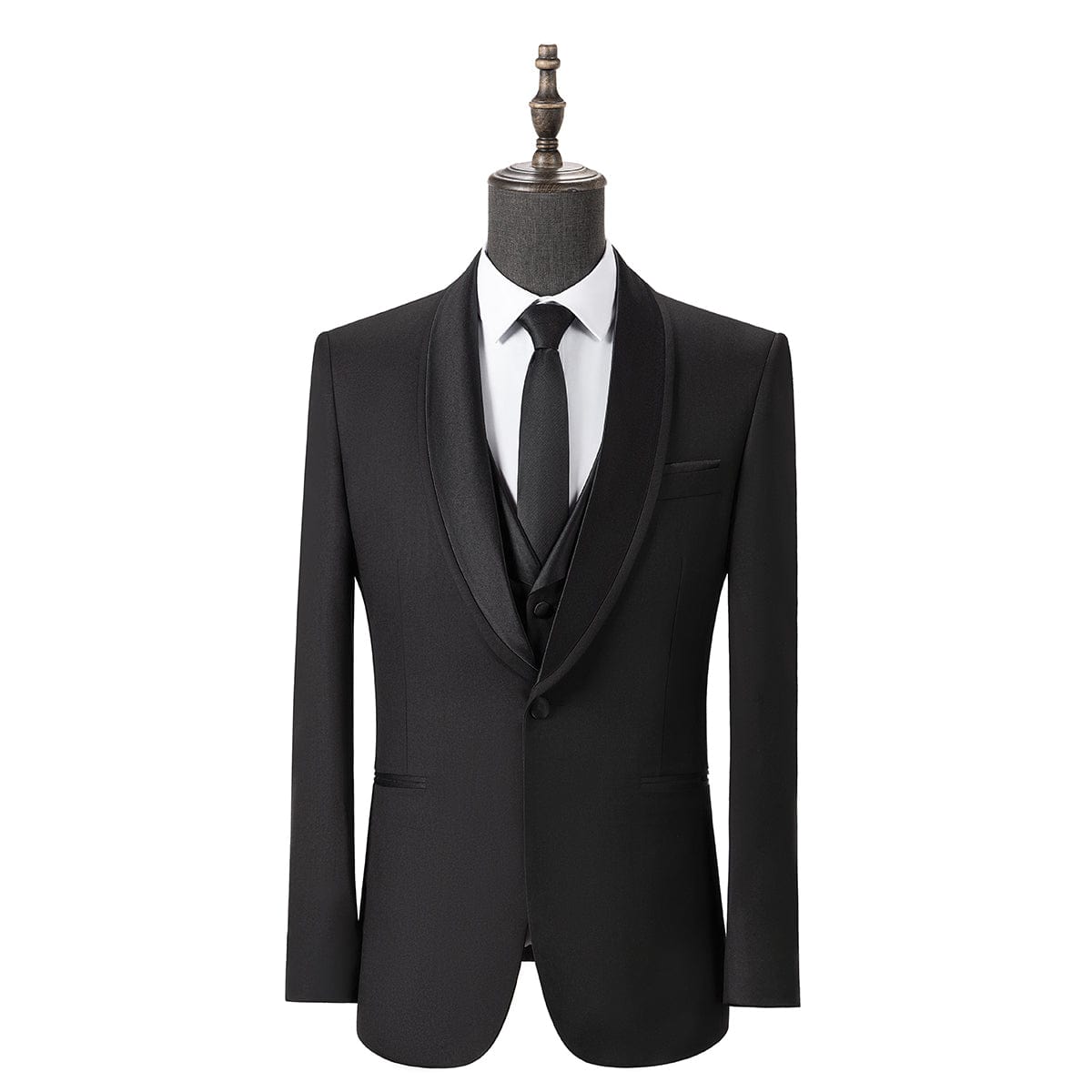 Satin 3 Piece Suit Blazer Vest Trousers