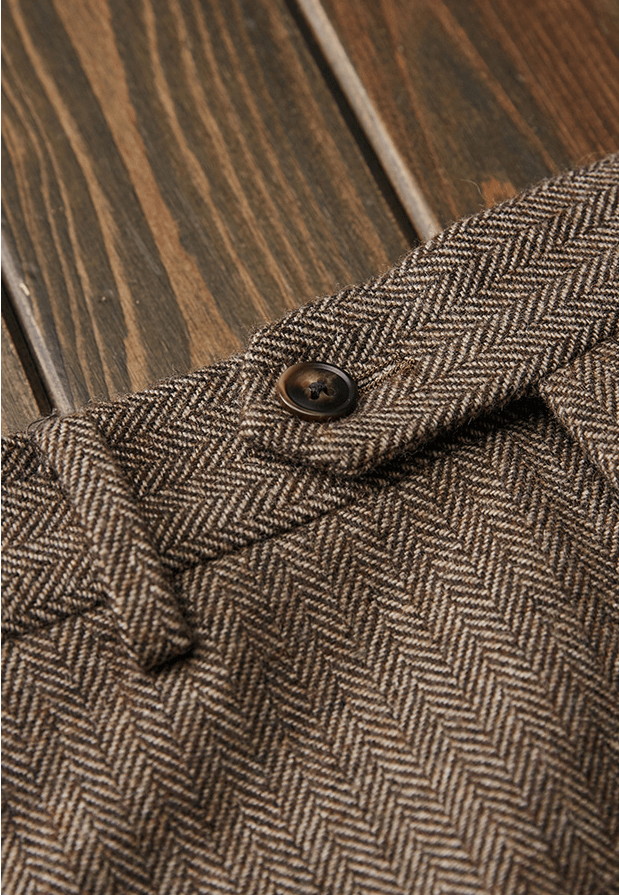 Herringbone 3 Piece Suit Blazer Vest Trousers