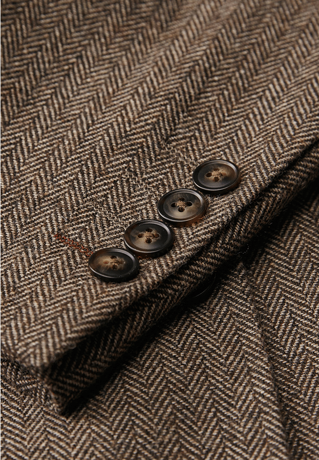 Herringbone 3 Piece Suit Blazer Vest Trousers