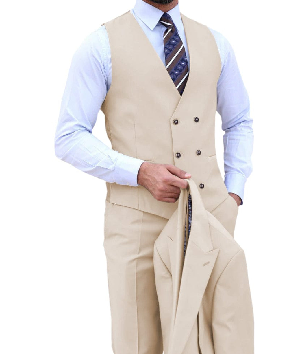 Peak Lapel 3 Piece Suit Blazer Vest Trousers