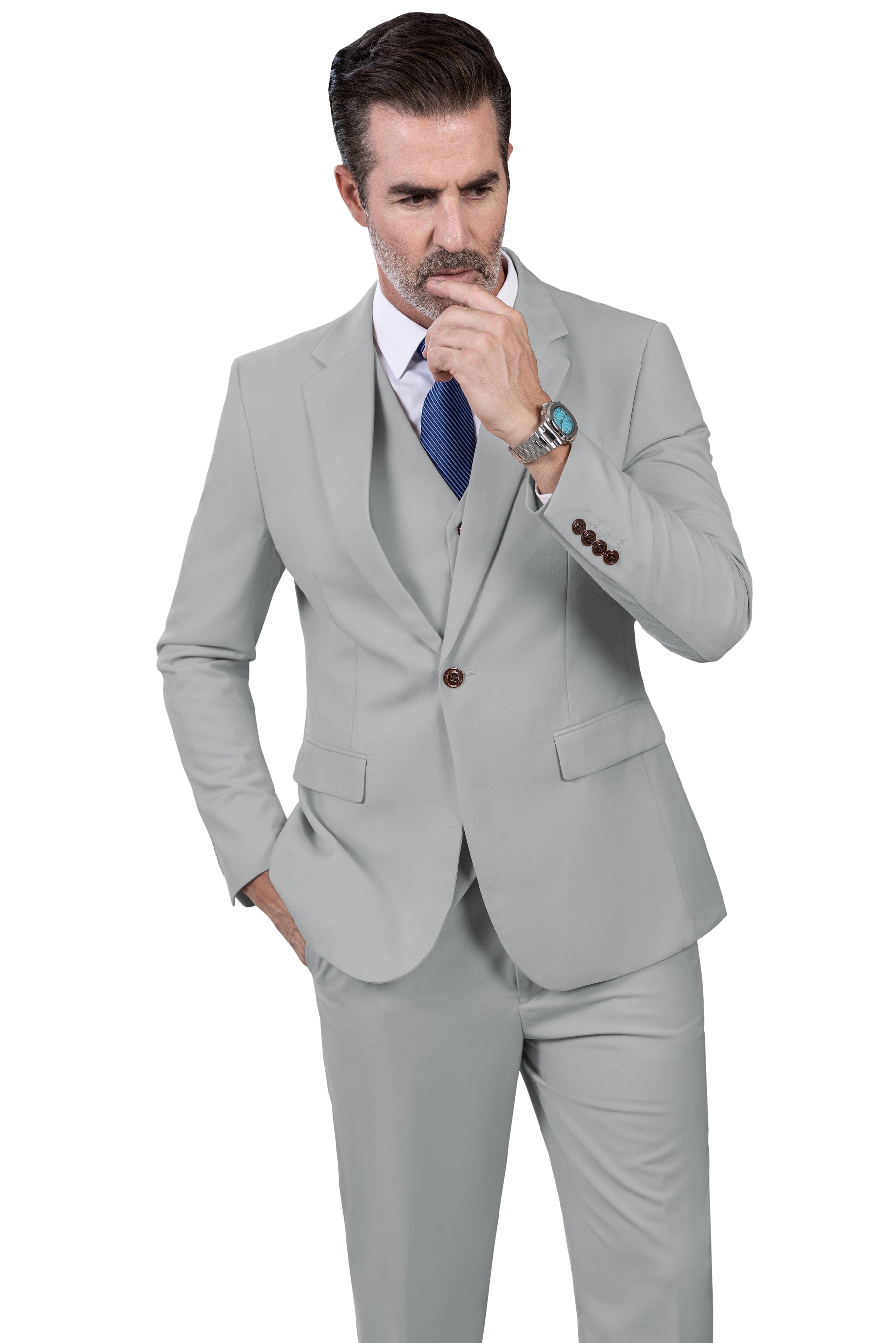 Notch Lapel Business 3 Piece Suit Blazer Vest Trousers