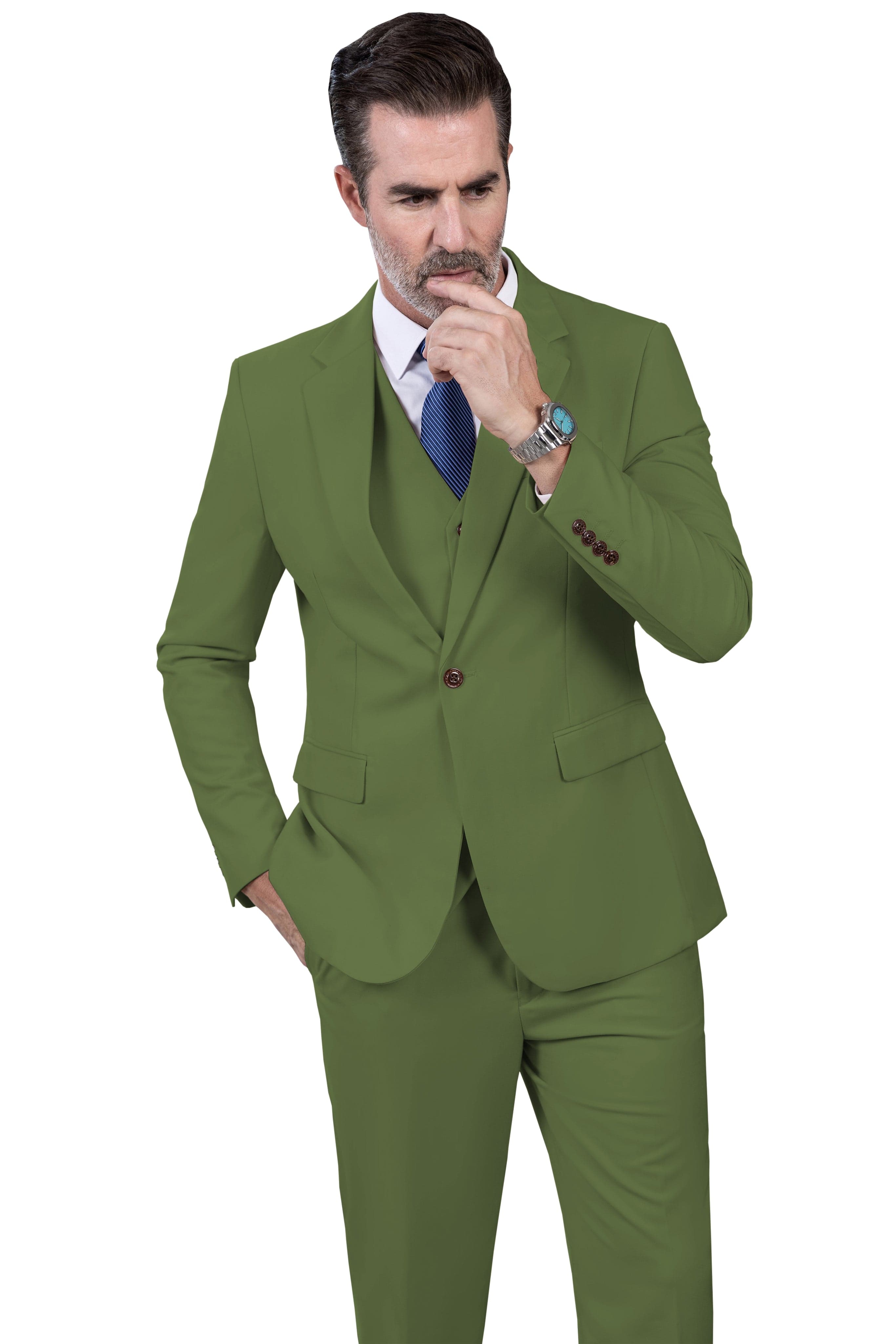 Notch Lapel Business 3 Piece Suit Blazer Vest Trousers