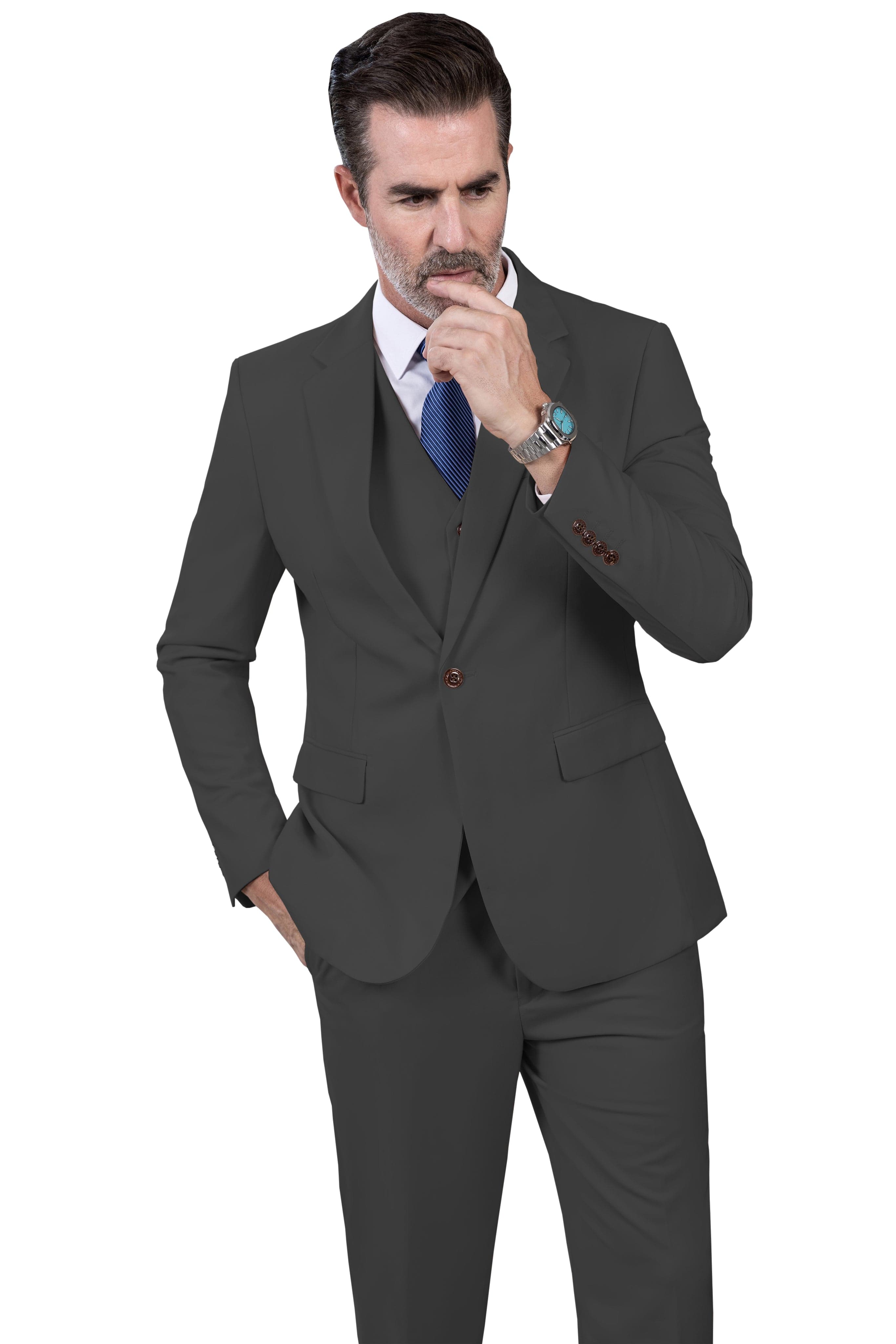 Notch Lapel Business 3 Piece Suit Blazer Vest Trousers