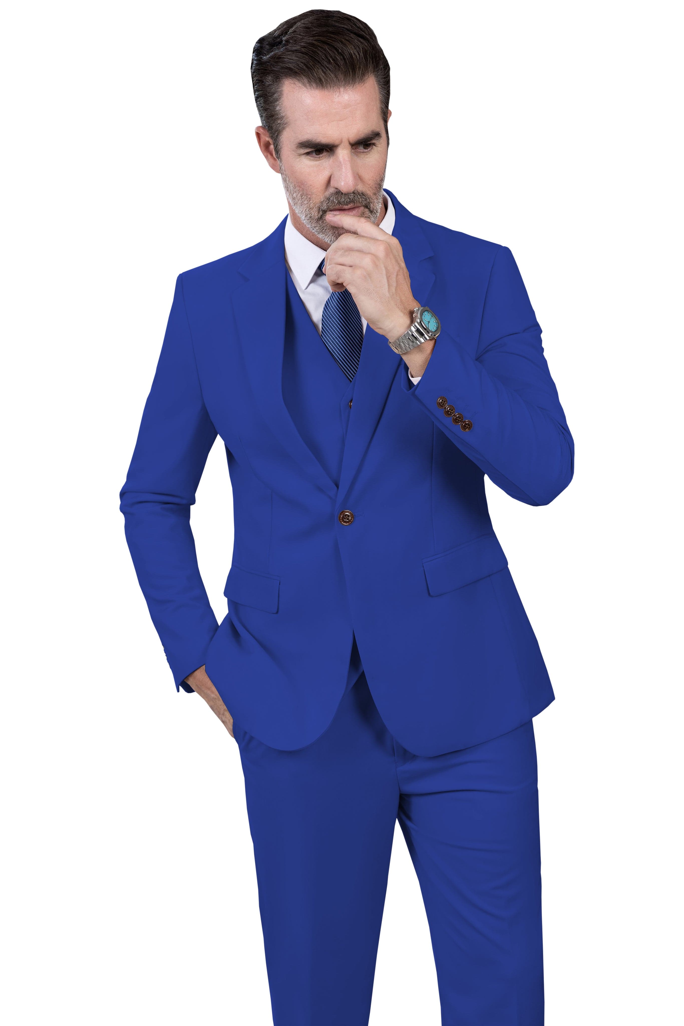 Notch Lapel Business 3 Piece Suit Blazer Vest Trousers