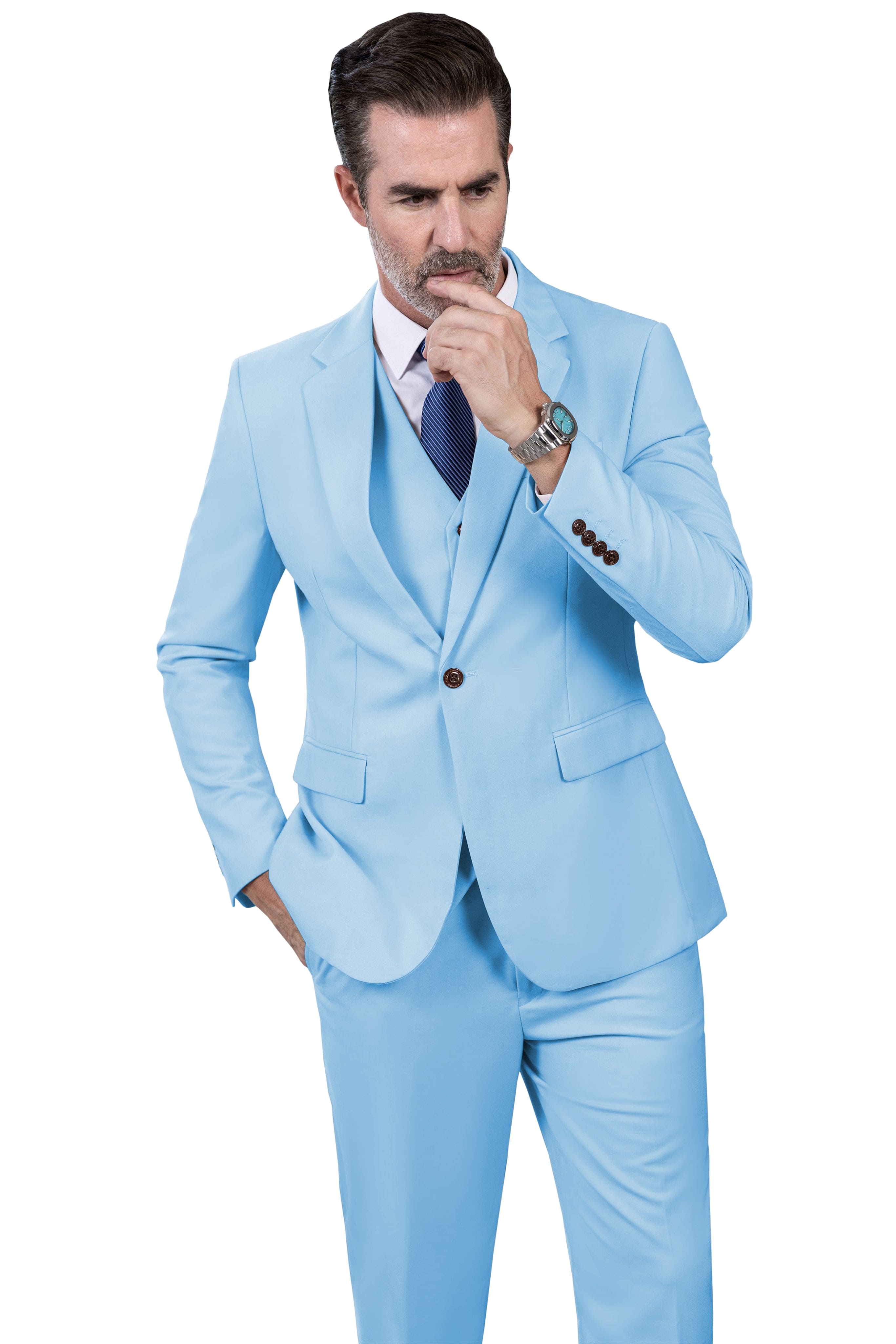 Notch Lapel Business 3 Piece Suit Blazer Vest Trousers