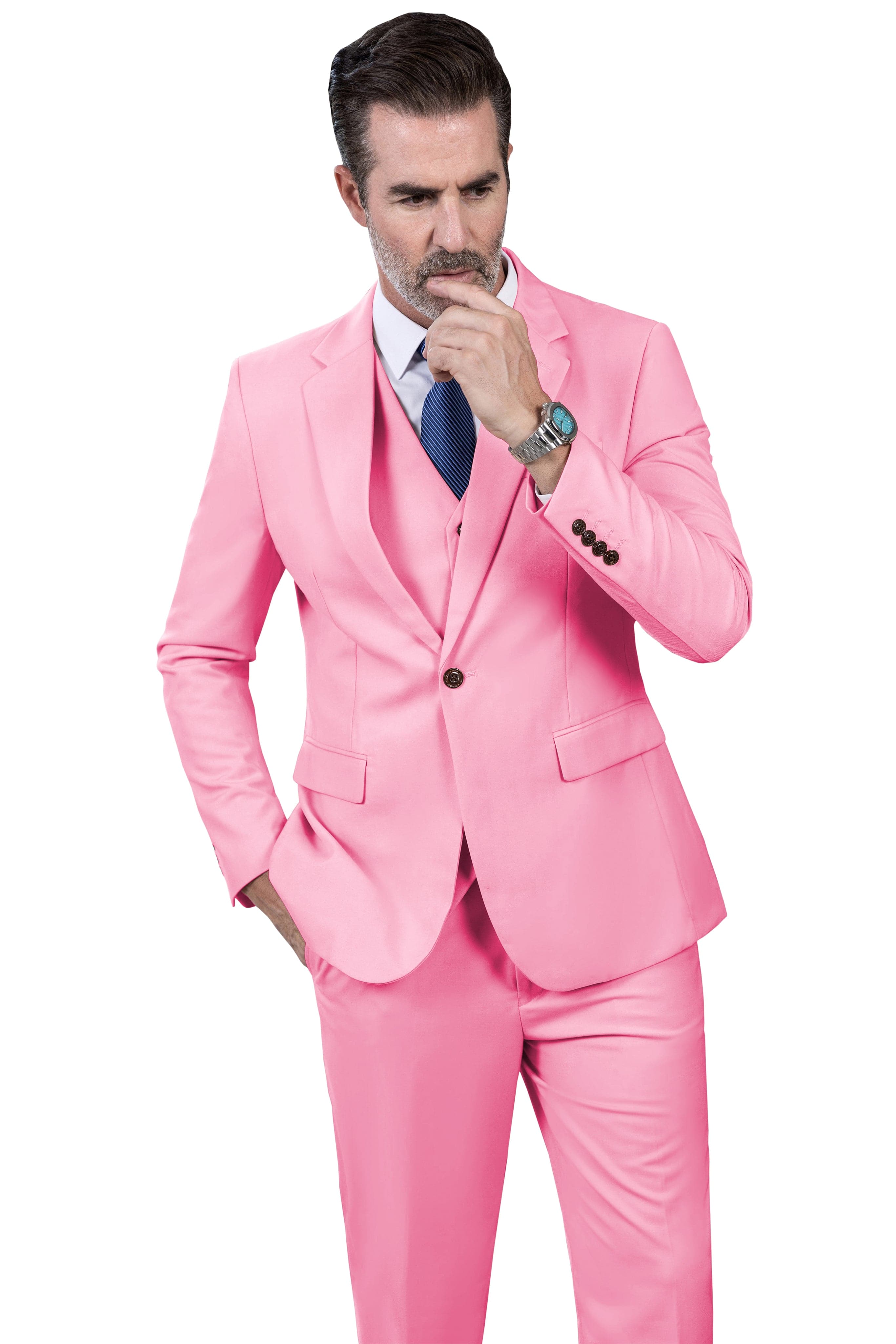 Notch Lapel Business 3 Piece Suit Blazer Vest Trousers