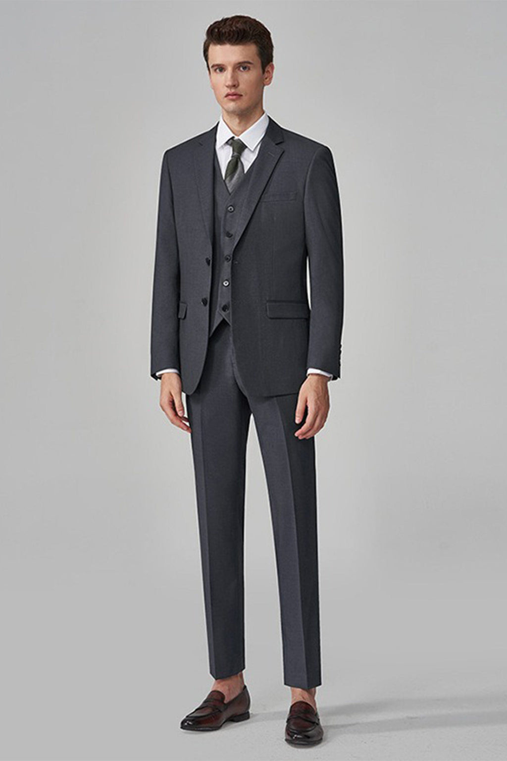 Notch Lapel 3 Piece Suit Blazer Vest Trousers