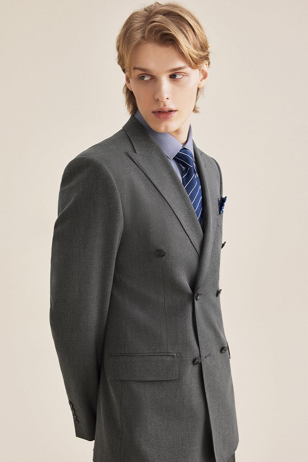Double Breasted Slim Fit Wedding Business 3 Piece Suit Blazer Vest Trousers