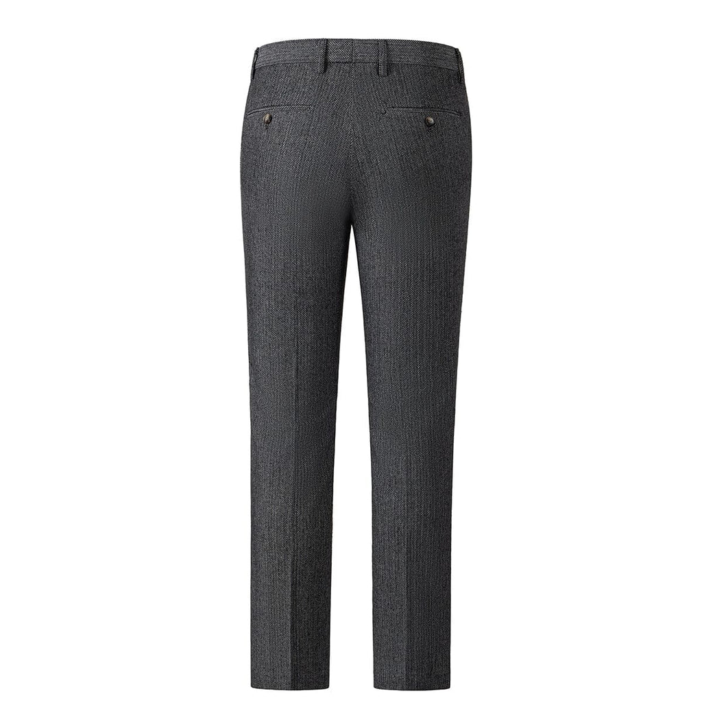 Herringbone Peak Lapel Business 3 Piece Suit Blazer Vest Trousers