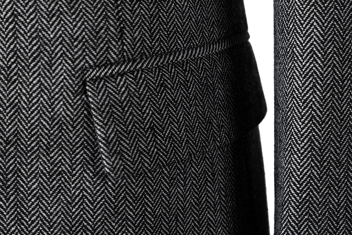 Herringbone Peak Lapel Business 3 Piece Suit Blazer Vest Trousers