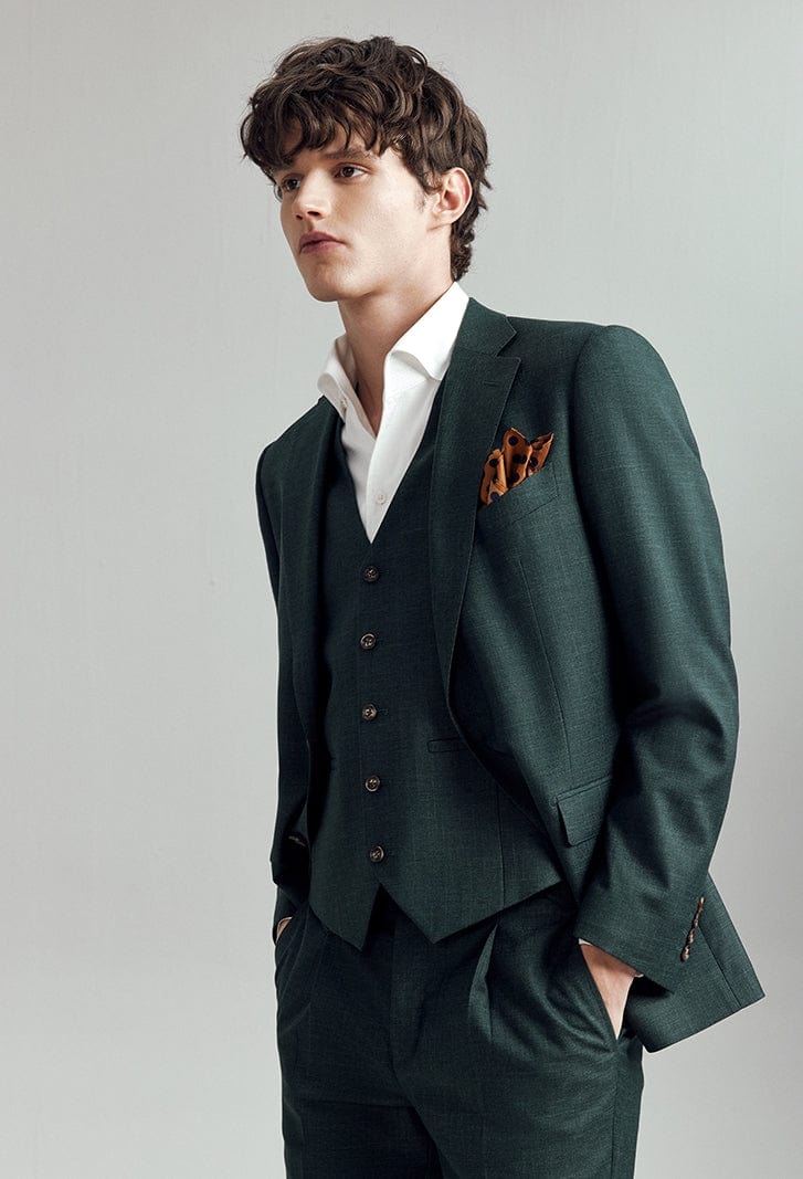 Single Breasted Slim Fit Business 3 Piece Suit Blazer Vest Trousers