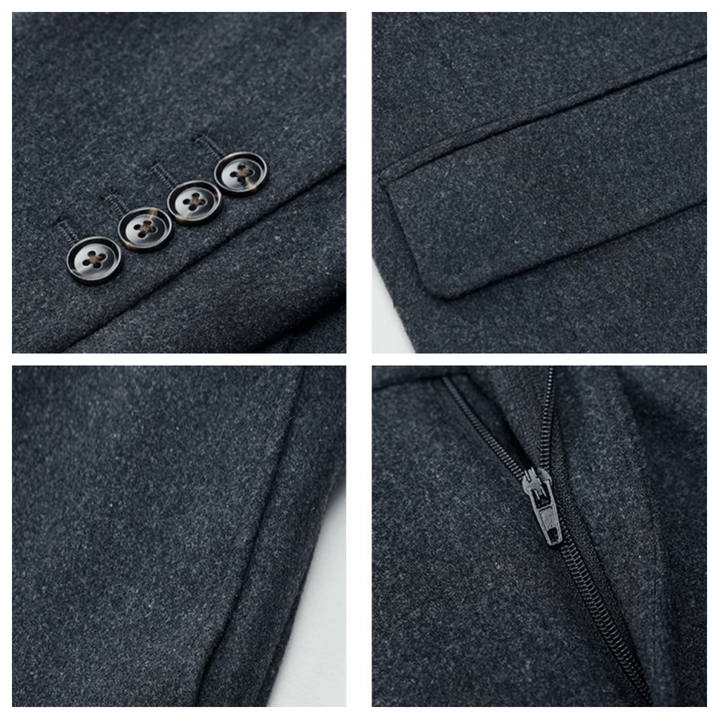Tweed Slim Fit Wedding Business 3 Piece Suit Blazer Vest Trousers