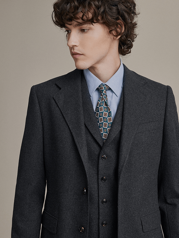 Tweed Slim Fit Wedding Business 3 Piece Suit Blazer Vest Trousers
