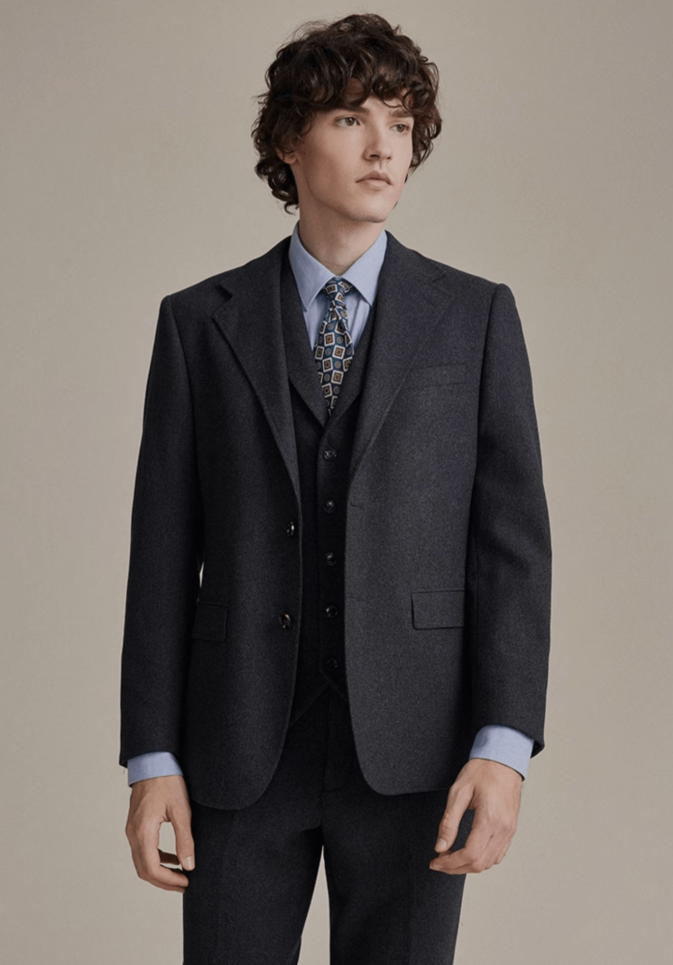 Tweed Slim Fit Wedding Business 3 Piece Suit Blazer Vest Trousers