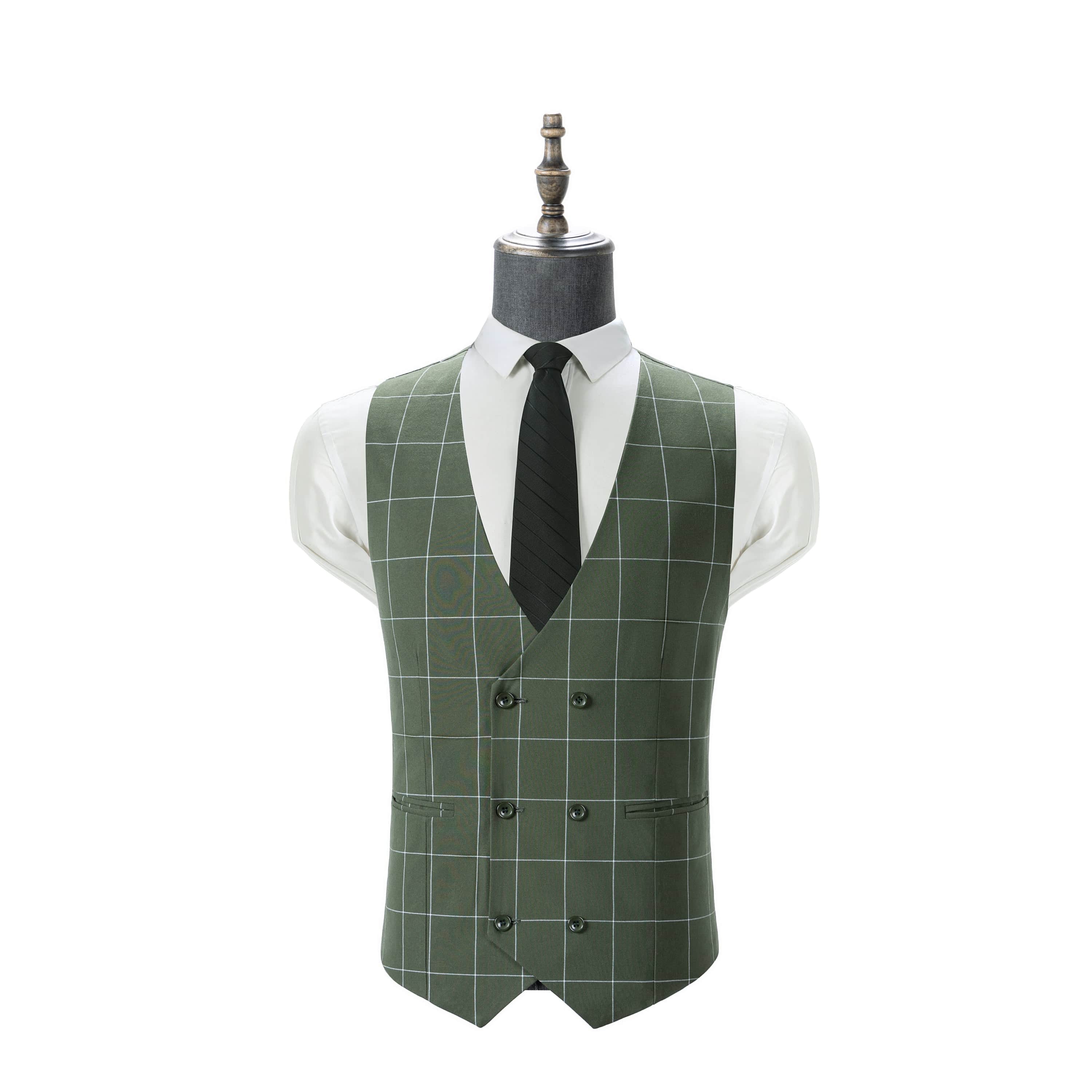 Plaid 3 Piece Suit Blazer Vest Trousers