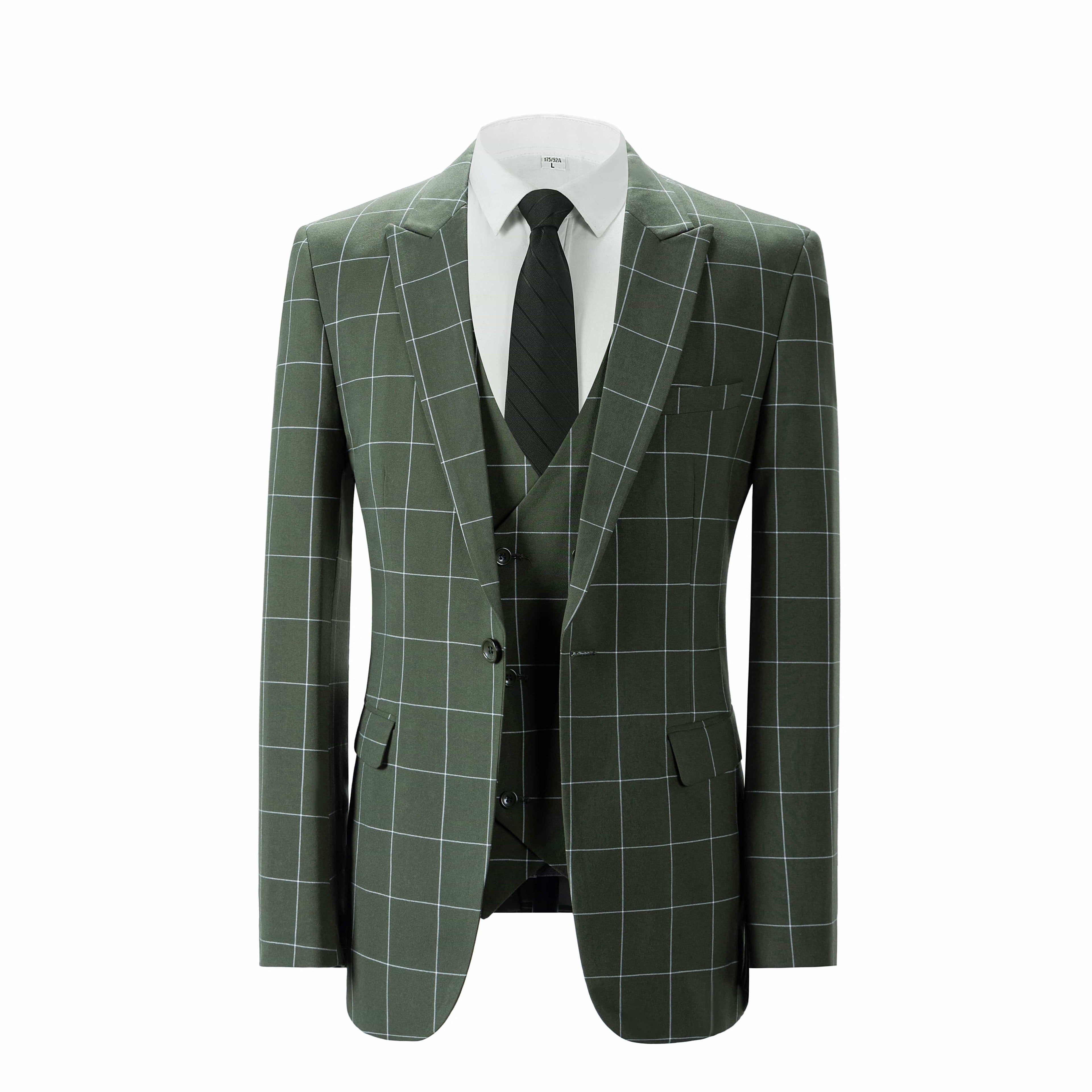 Plaid 3 Piece Suit Blazer Vest Trousers