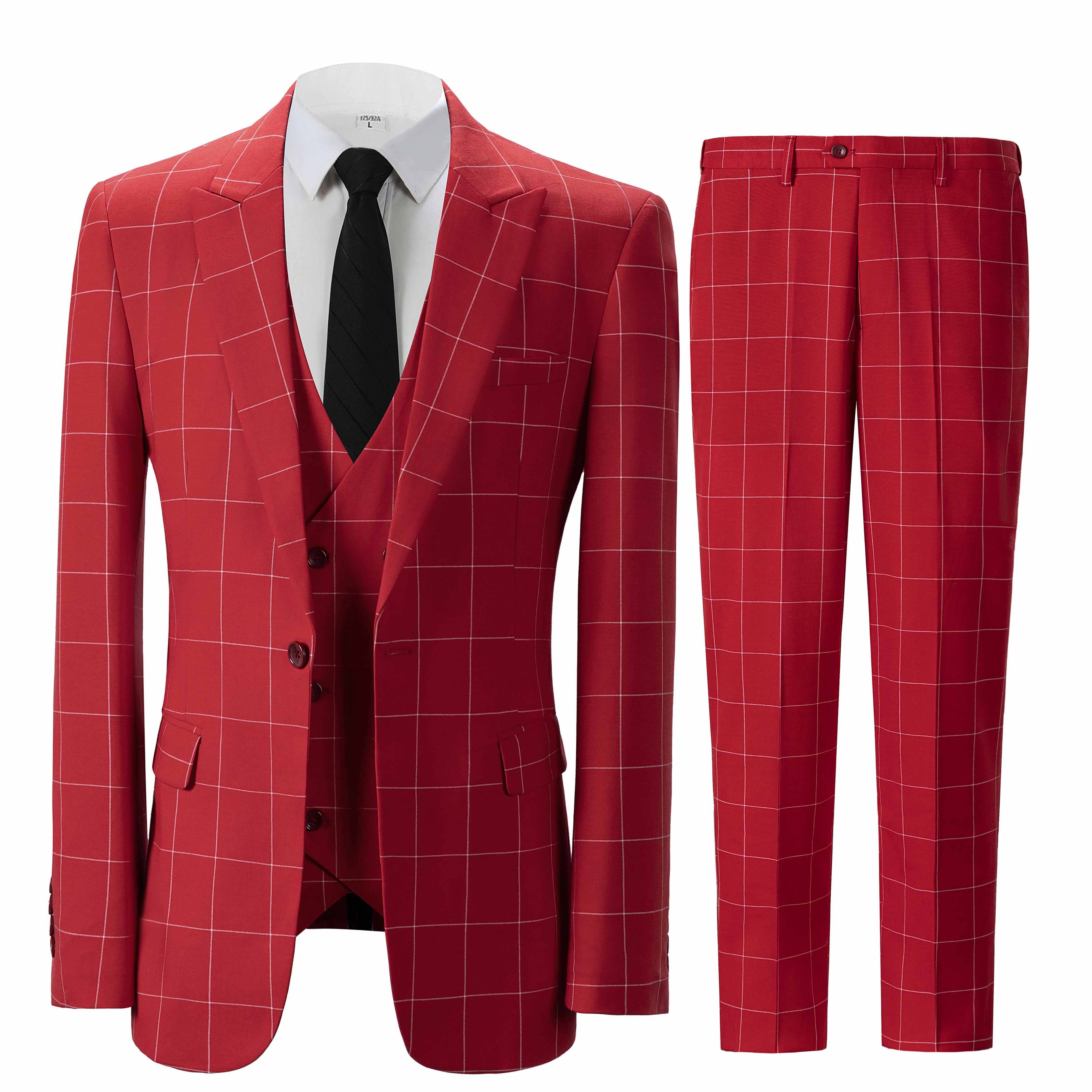 Plaid 3 Piece Suit Blazer Vest Trousers