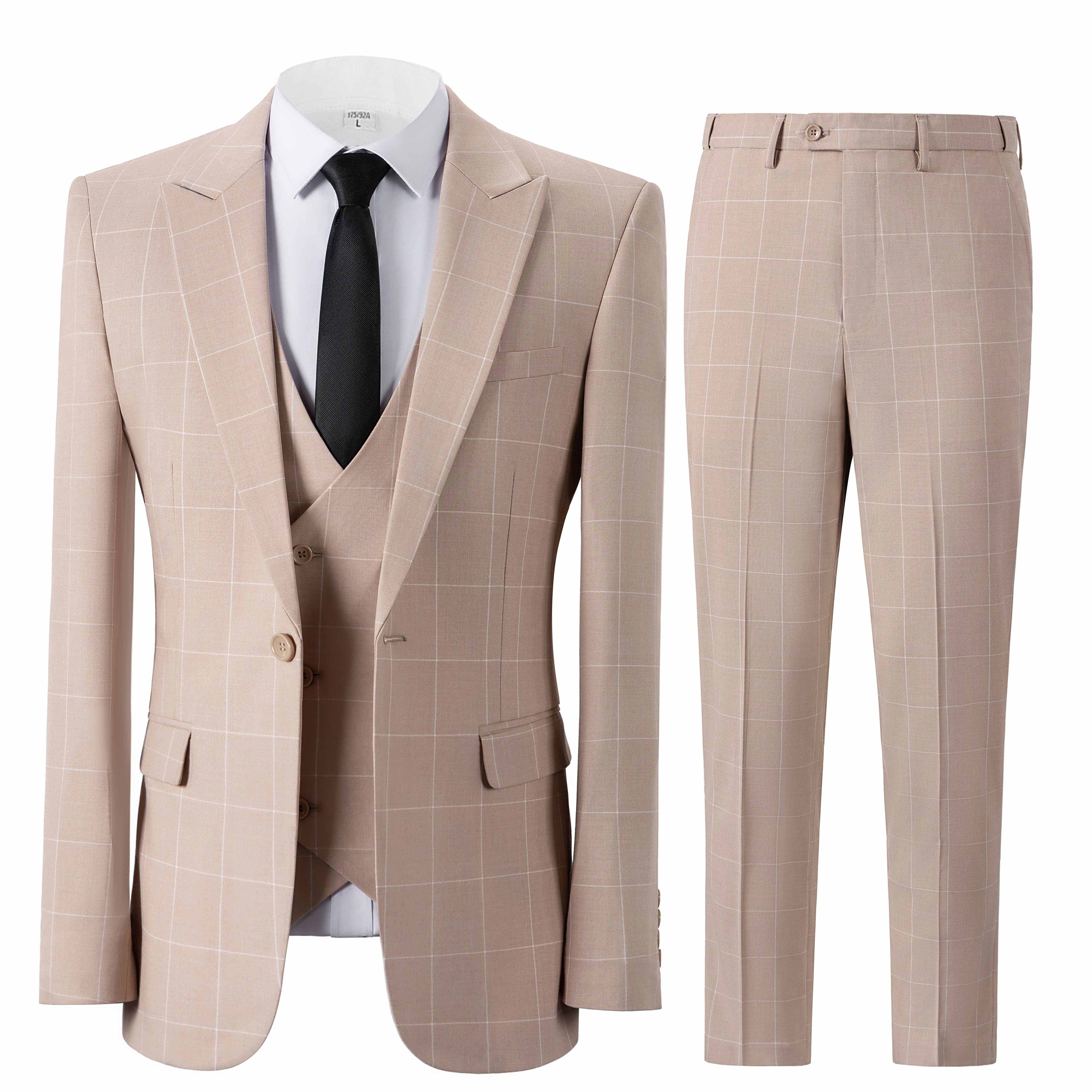 Plaid 3 Piece Suit Blazer Vest Trousers