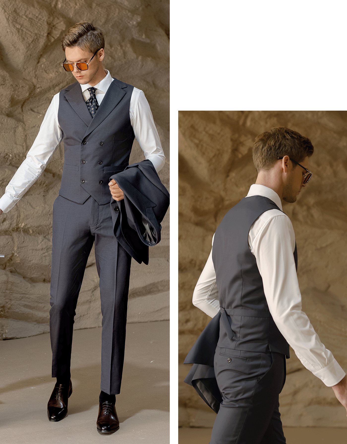 Slim Fit Wedding Business 3 Piece Suit Blazer Vest Trousers