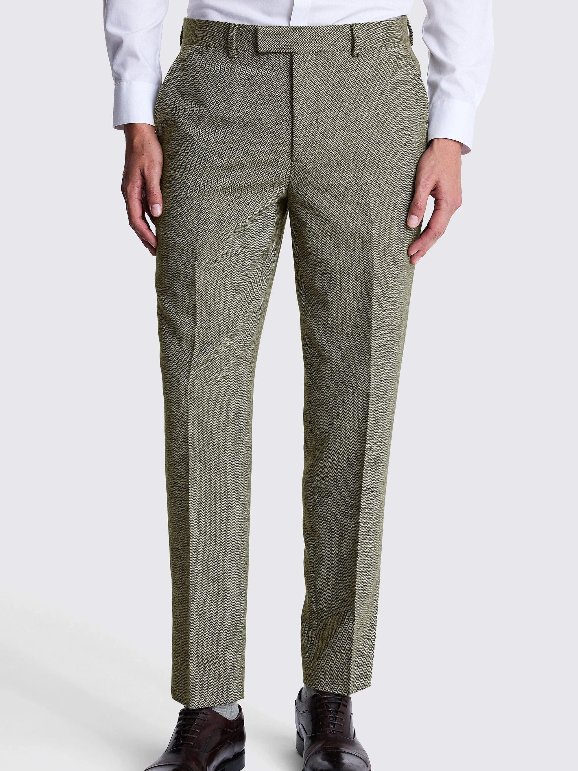 Herringbone Peak Lapel 3 Piece Suit Blazer Vest Trousers