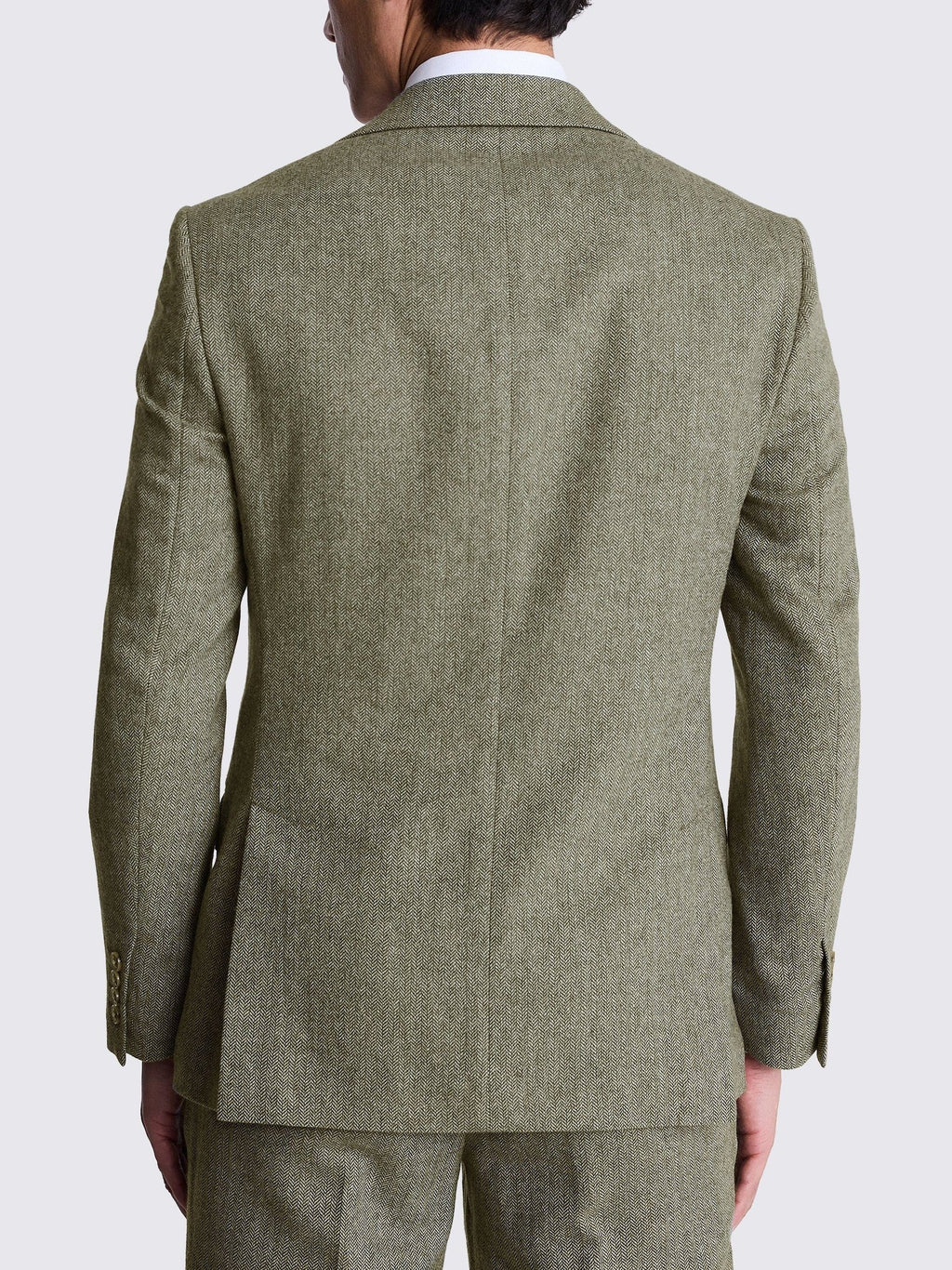 Herringbone Peak Lapel 3 Piece Suit Blazer Vest Trousers