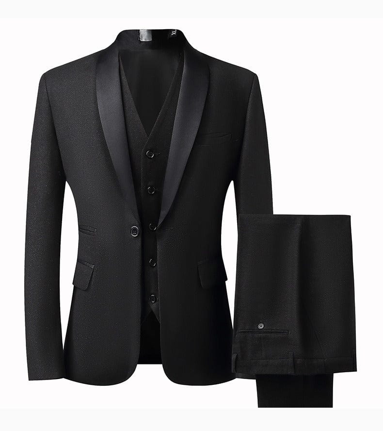 Tweed Peak Lapel 3 Piece Suit Blazer Vest Trousers