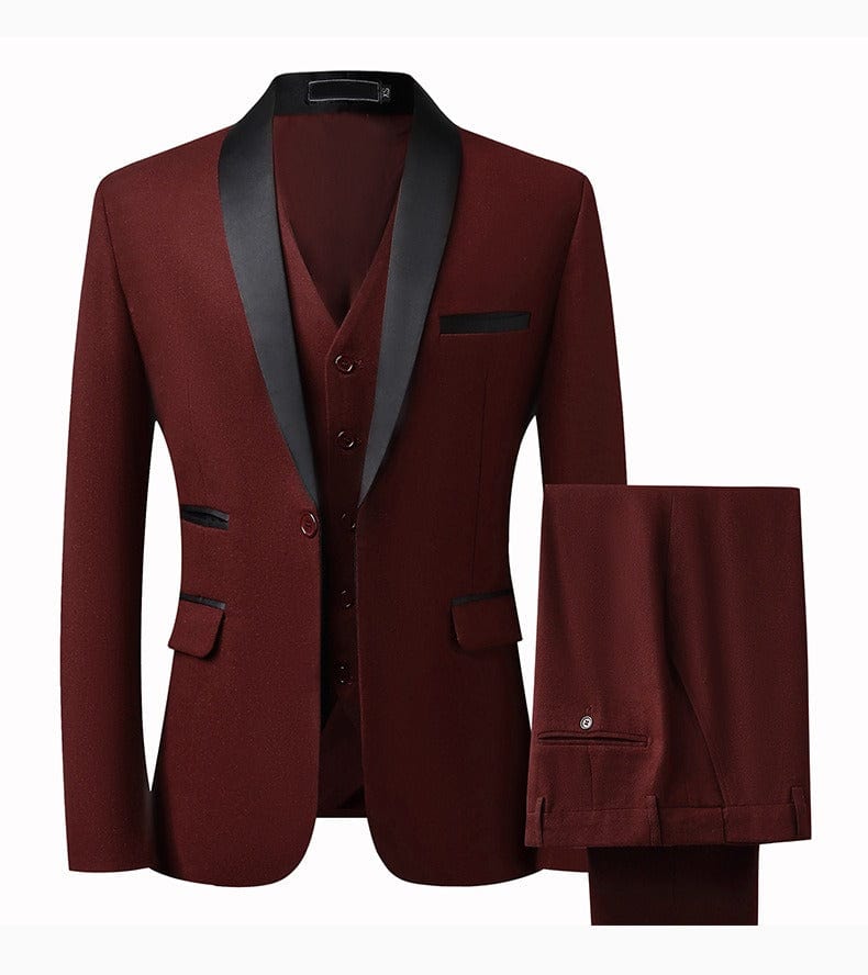 Tweed Peak Lapel 3 Piece Suit Blazer Vest Trousers