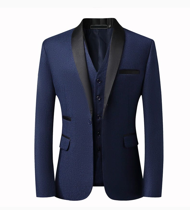 Tweed Peak Lapel 3 Piece Suit Blazer Vest Trousers