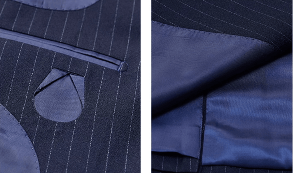 Striped Double Breasted Slim Fit Wedding Business 3 Piece Suit Blazer Vest Trousers