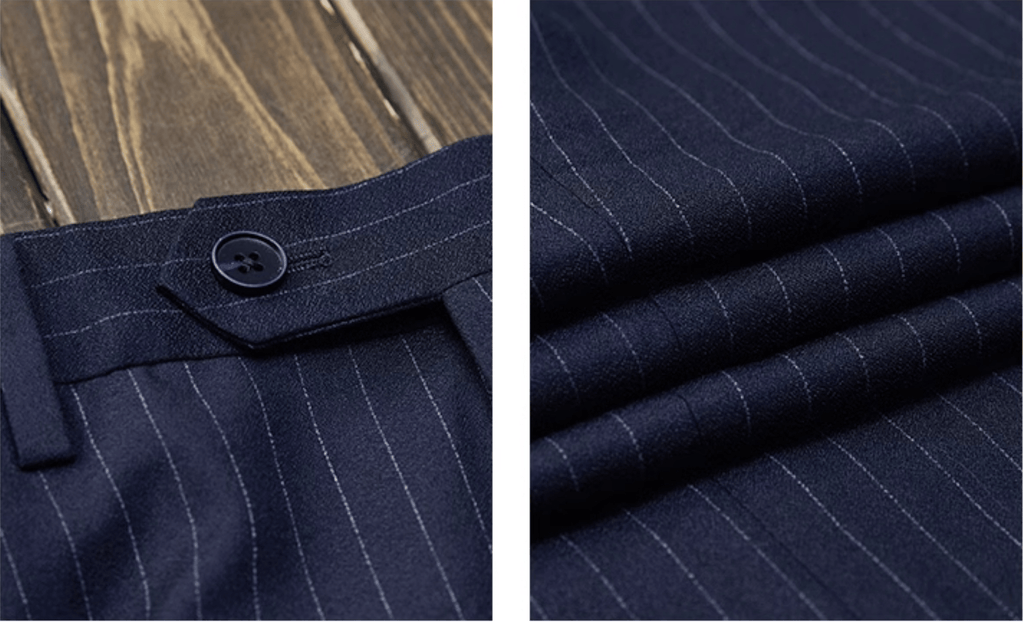 Striped Double Breasted Slim Fit Wedding Business 3 Piece Suit Blazer Vest Trousers