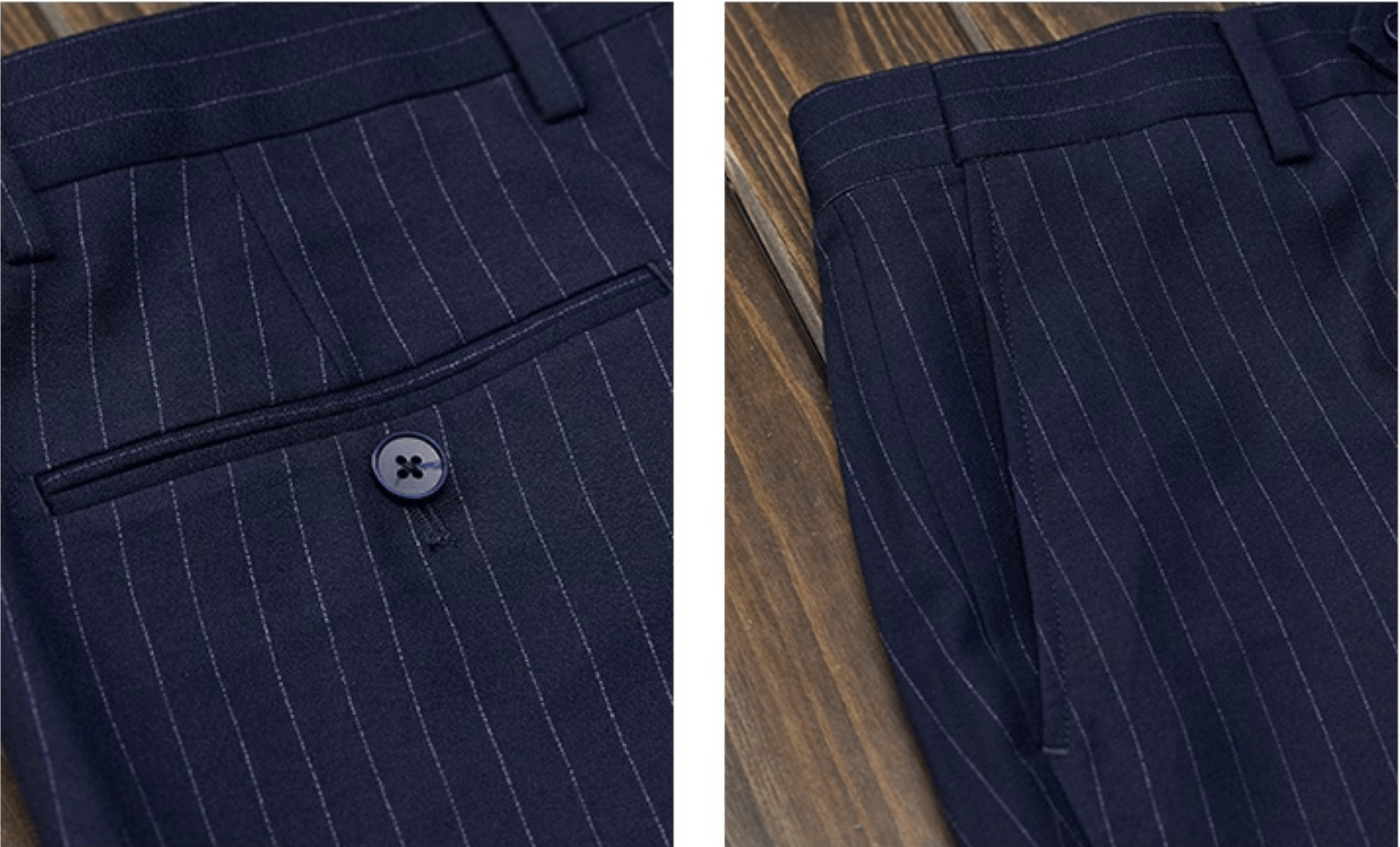 Striped Double Breasted Slim Fit Wedding Business 3 Piece Suit Blazer Vest Trousers