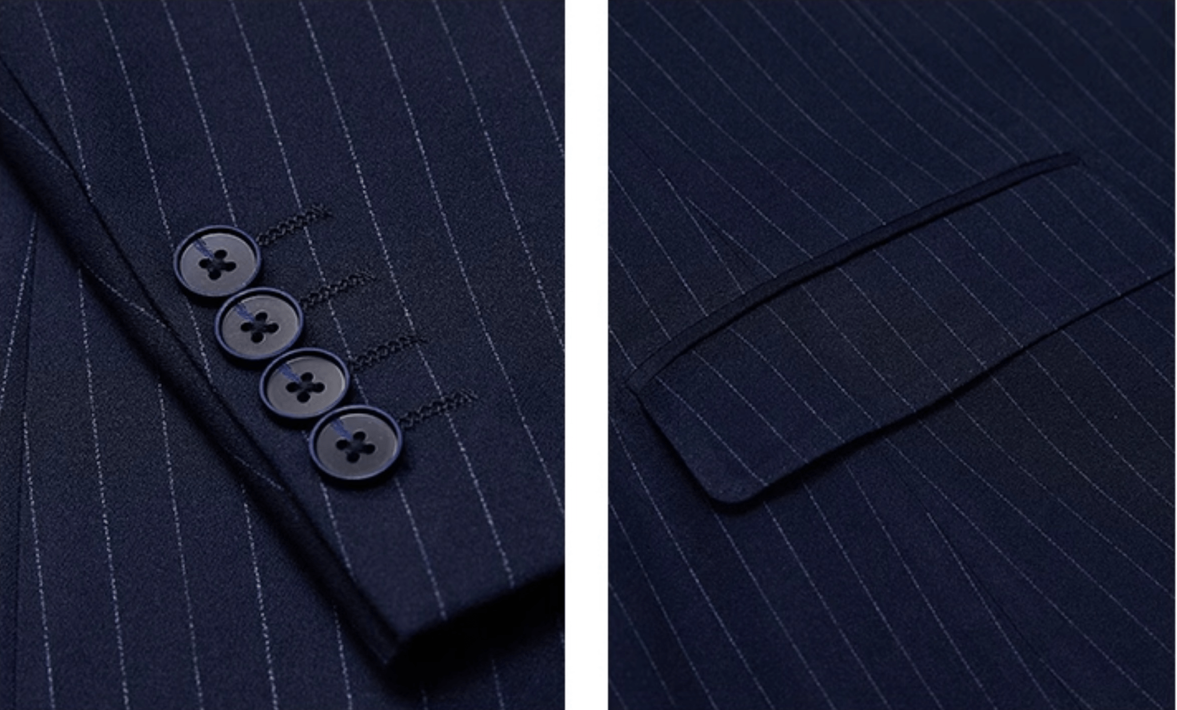 Striped Double Breasted Slim Fit Wedding Business 3 Piece Suit Blazer Vest Trousers