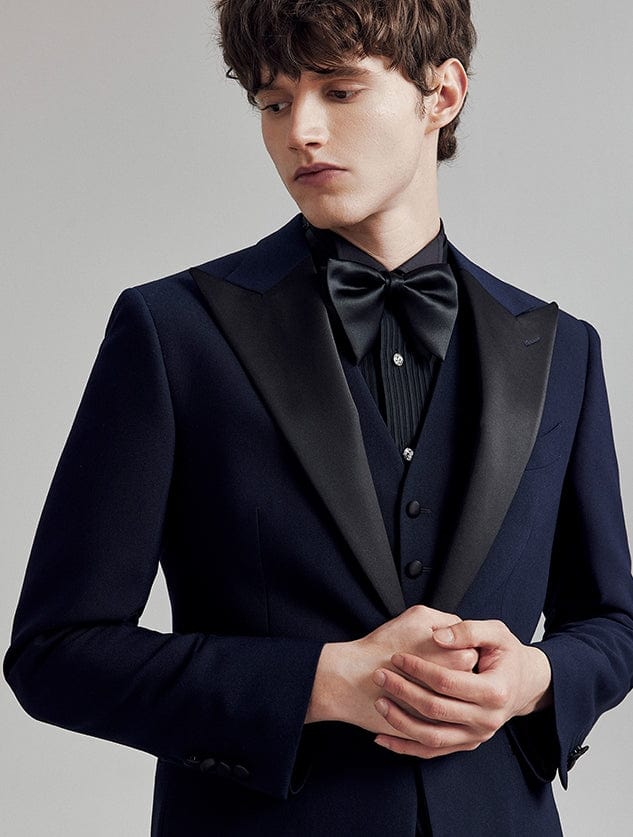 Peak Lapel Single Breasted Wedding 3 Piece Suit Blazer Vest Trousers