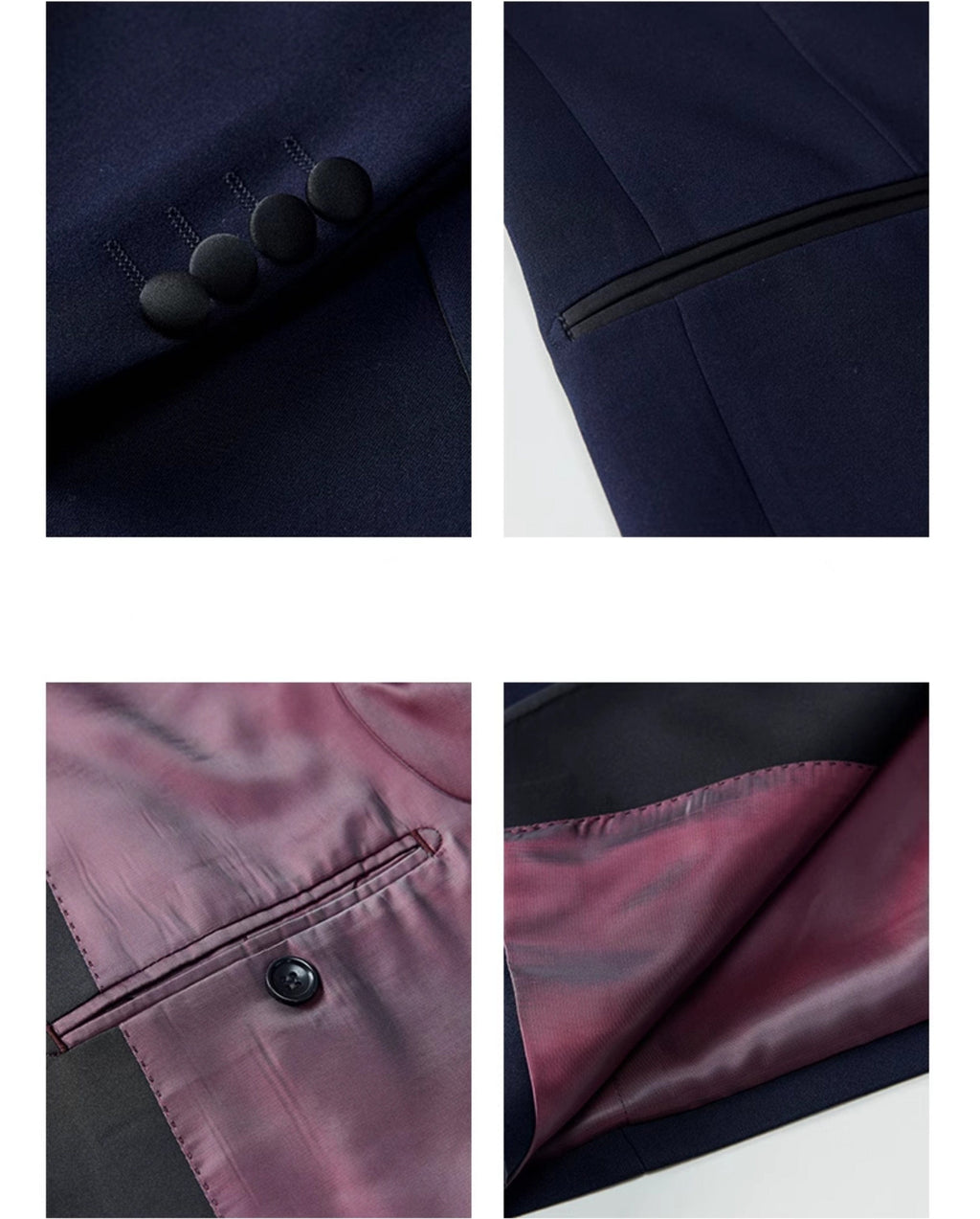 Peak Lapel Single Breasted Wedding 3 Piece Suit Blazer Vest Trousers