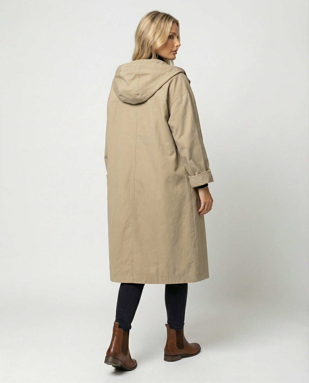 Women's Long Waterproof Trench Coat with Windproof Protection