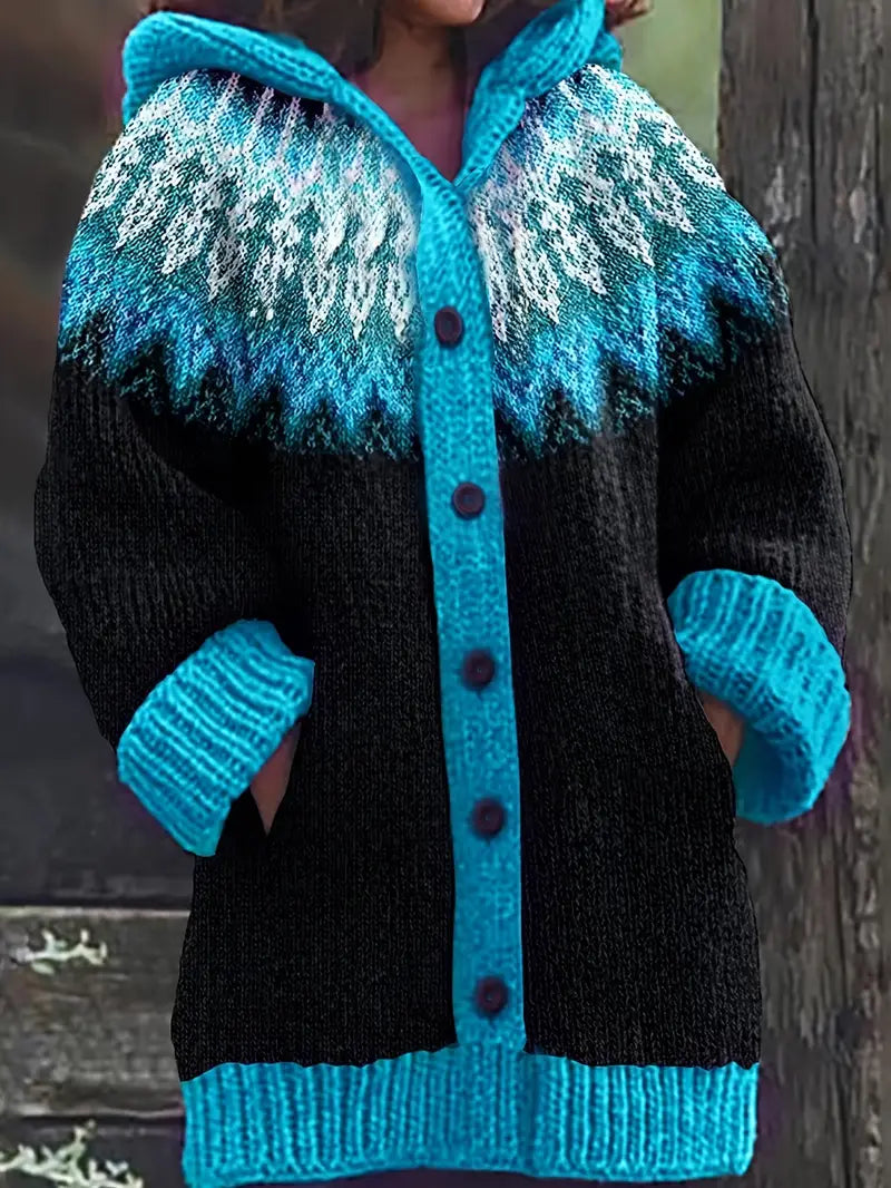 Hooded Cardigan Casual Knit Open Front Long Sleeve Cosy