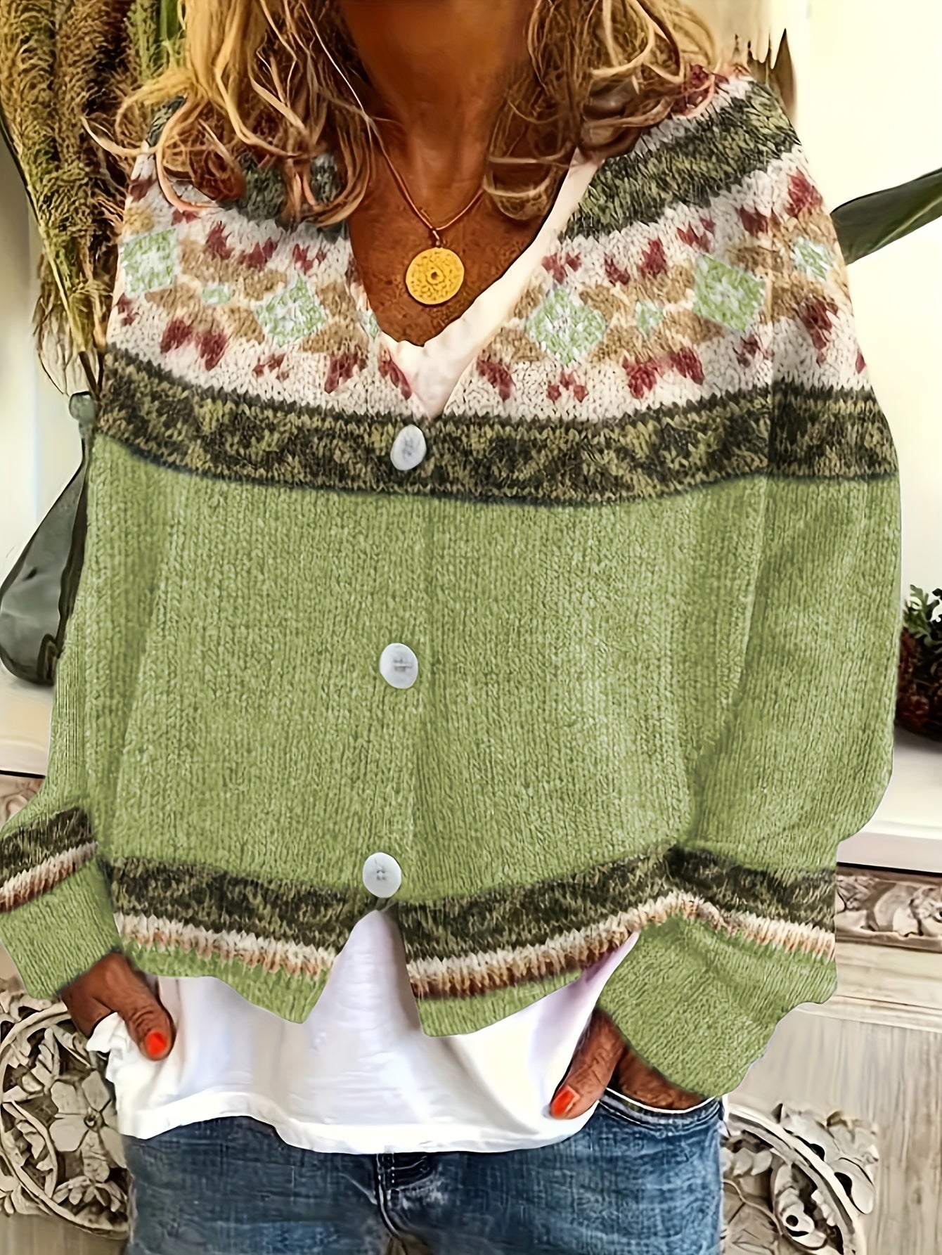 Women's Knit Cardigan Vintage Style Buttoned Soft