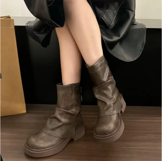 Bianca Laarzen Dames | Vintage Vegan Leren Slip-On Laarzen
