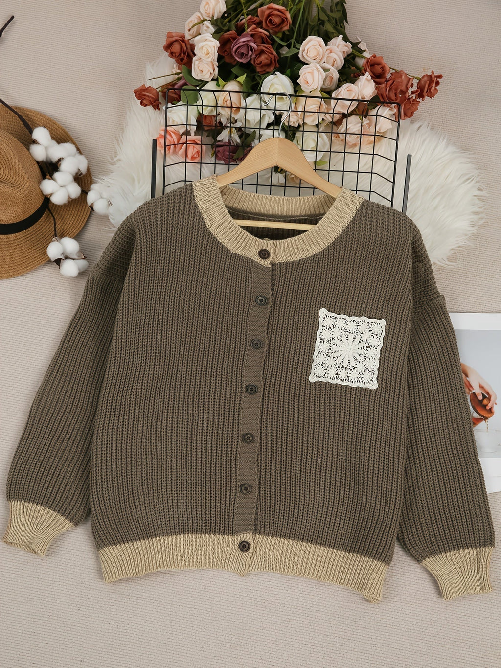 Knit Pocket Coat Textured Soft Relaxed Layering Autumn